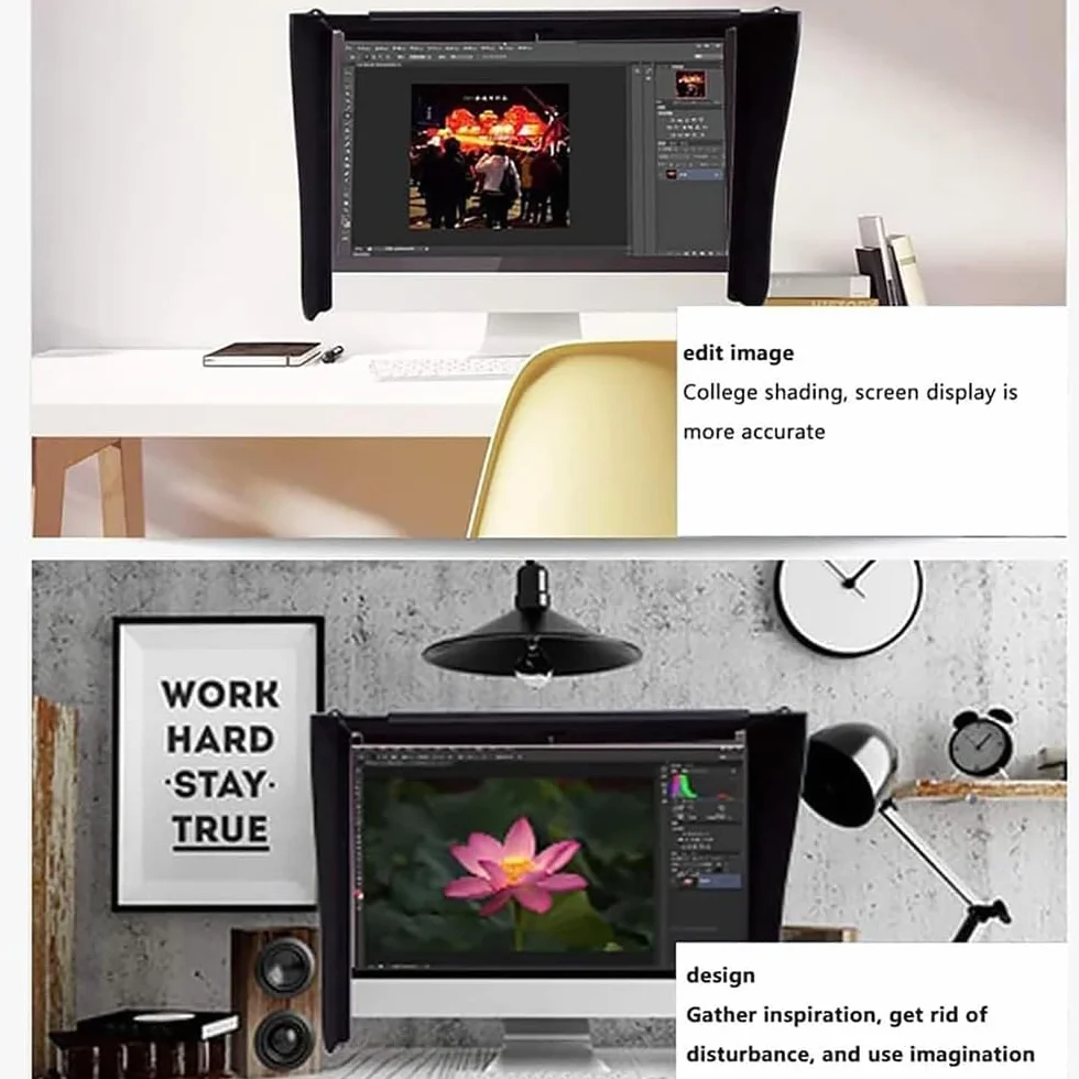 Osłona przeciwsłoneczna na ekran 27", regulowana osłona monitora, uniwersalna ochrona przed słońcem, do Dell HP Viewsonic Philips Samsung, Lenovo, ASUS, LG, EIZO, NEC ACER