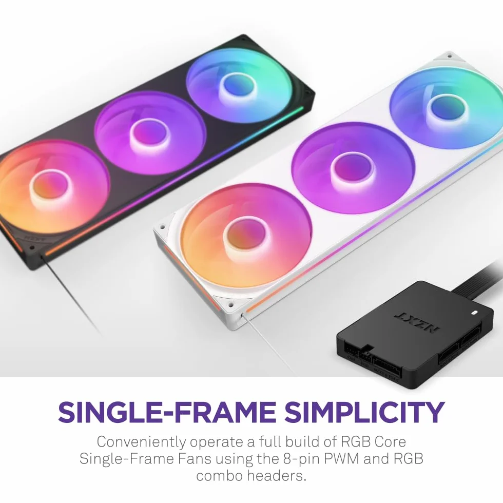 NZXT Control Hub - Cyfrowe sterowanie oświetleniem RGB i prędkością wentylatorów PWM - Sterowanie do 5 wentylatorami PWM lub 4 wentylatorami NZXT Single-Frame - Zasilane przez oprogramowanie NZXT CAM