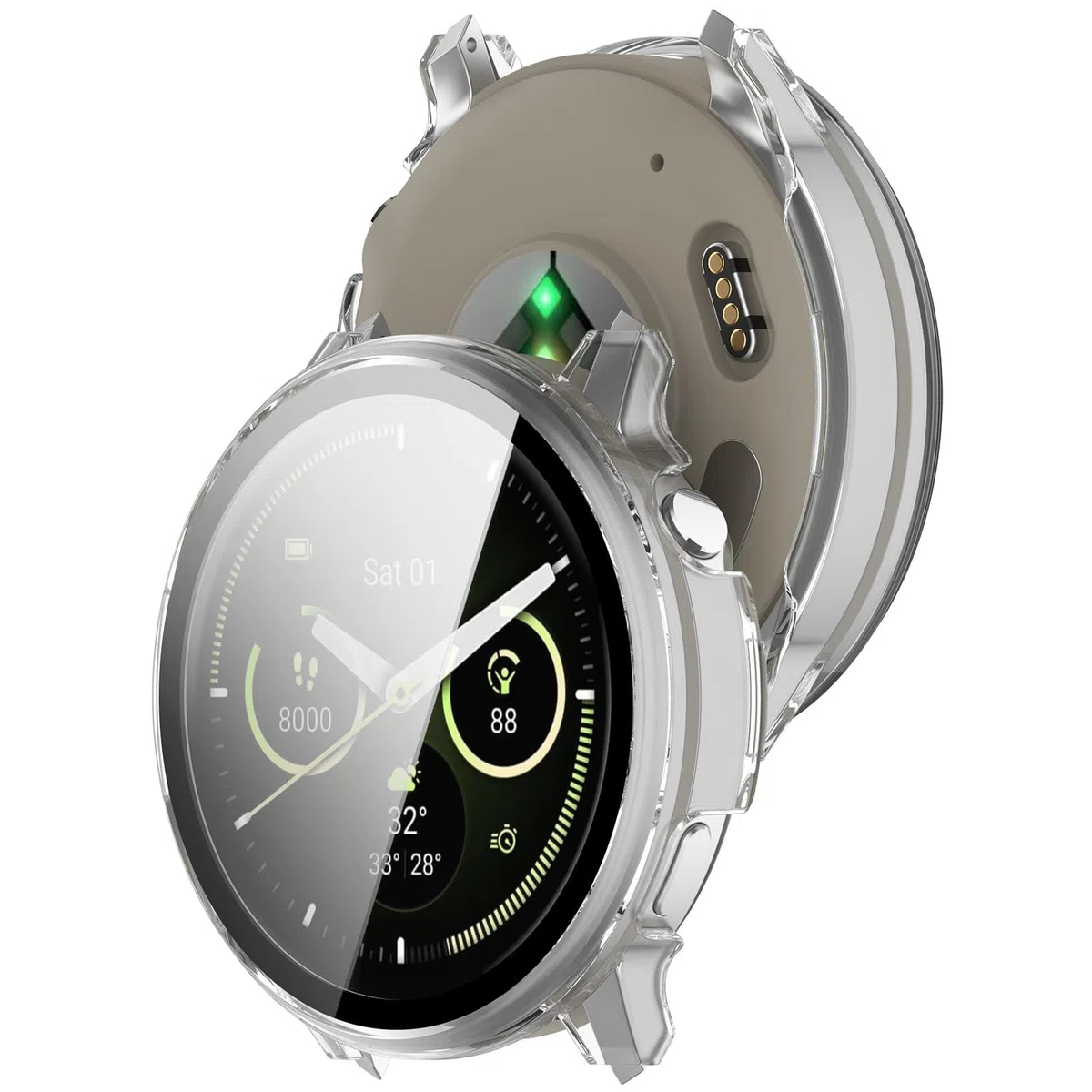 Etui kompatybilne z Garmin Venu 4 z osłoną ekranu, matowa obudowa ze szkła hartowanego PC, pełna osłona na cały korpus dla Venu 4 45mm/41mm (Przezroczysty, 41mm)