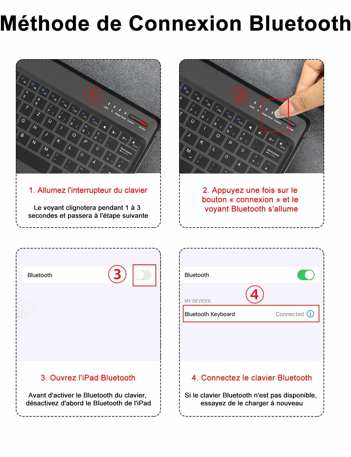 FOGARI Klawiatura do iPada Pro 12.9 2017/2015 1/2 generacji, AZERTY, czarna
