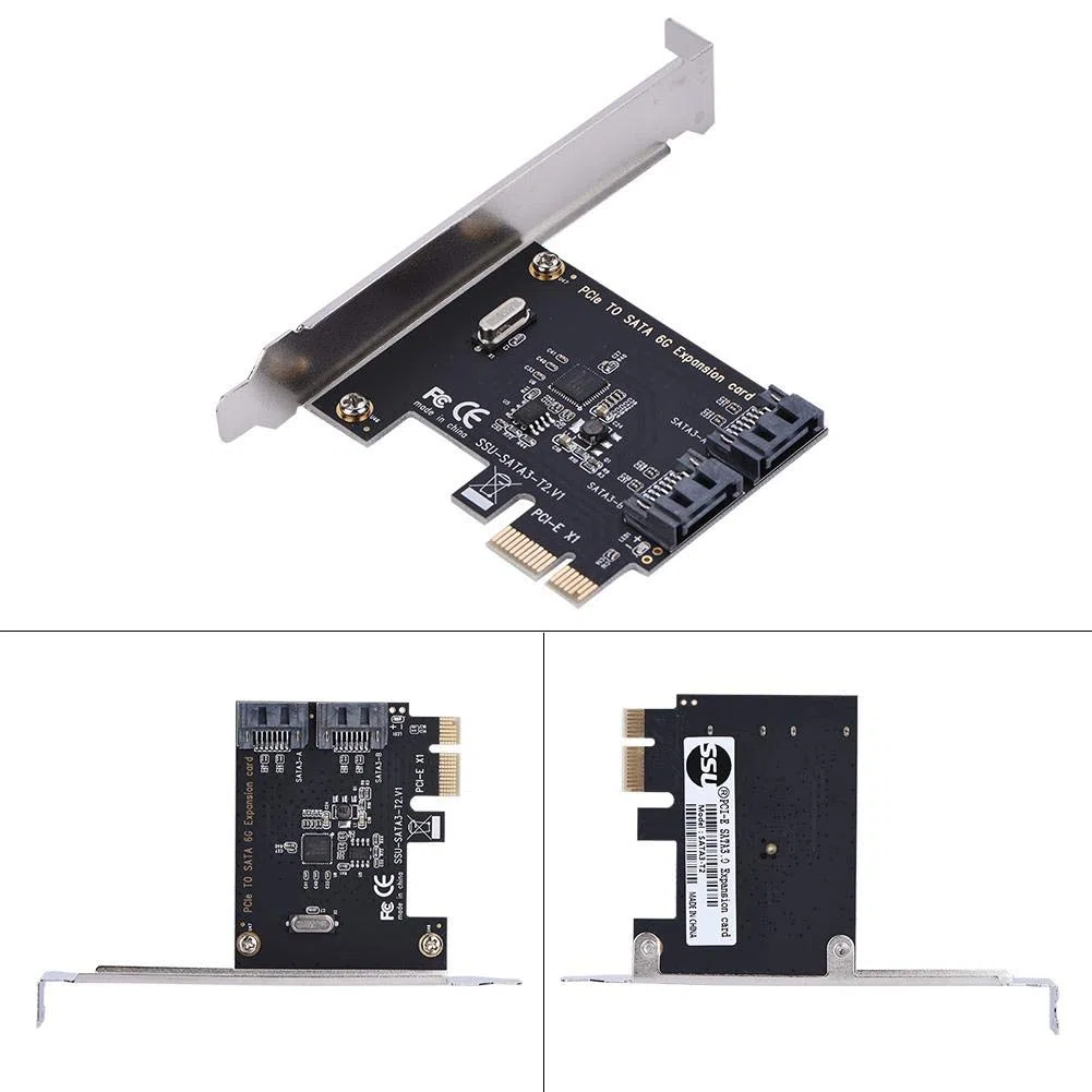 Tangxi SATA 3.0 2-portowa karta kontrolera PCIe, PCI Express do SATA III 6 Gb/s z mocnymi uchwytami, Plug and Play