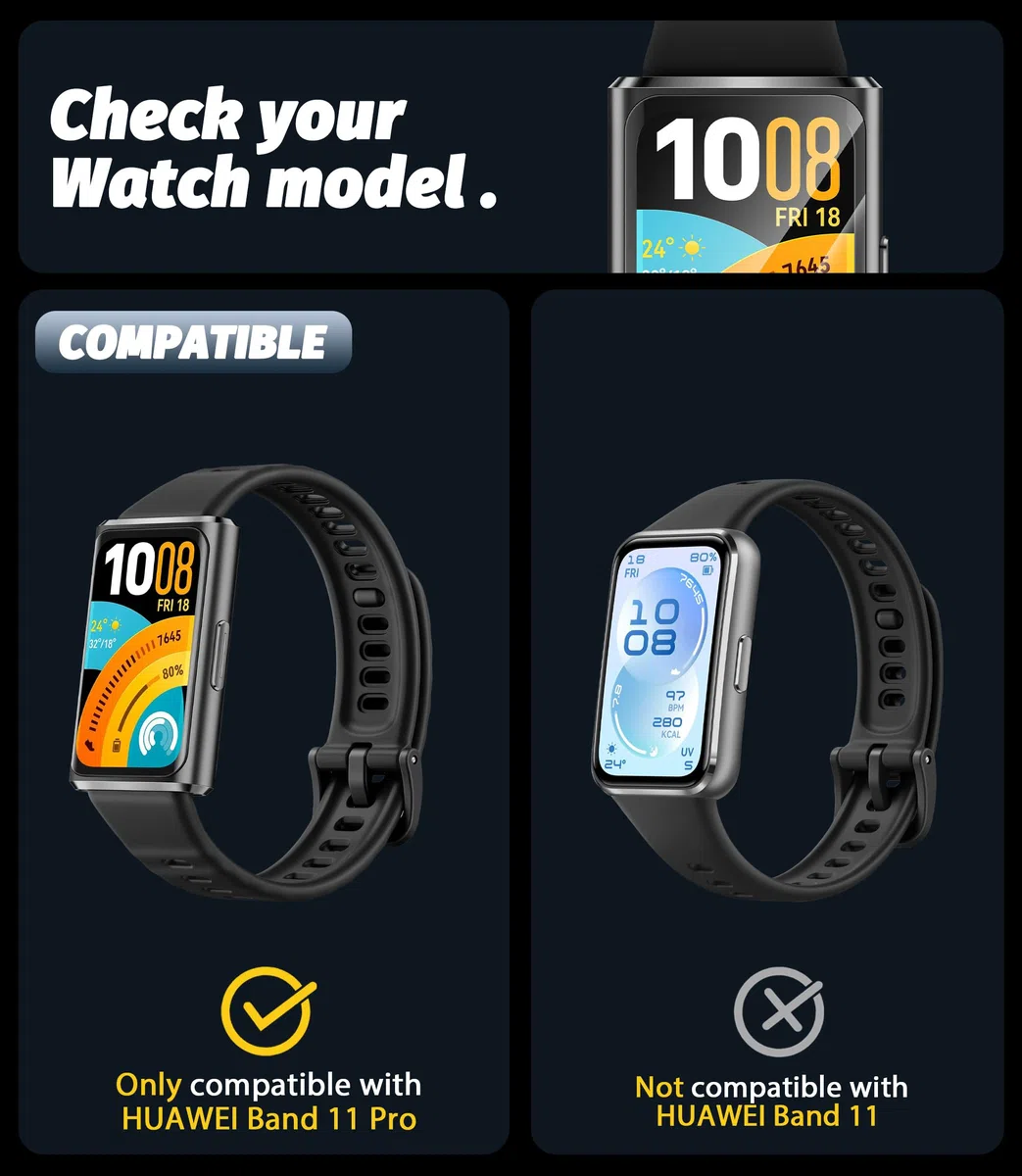 NEWZEROL 4-częściowa osłona ekranu kompatybilna z Huawei Band 11 Pro, [pełne pokrycie] PMMA i PC (bez szkła hartowanego) ultracienki ochraniacz ekranu, odporny na zarysowania o wysokiej rozdzielczości
