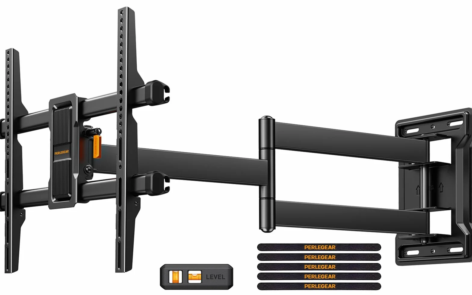 Perlegear Uchwyt do Telewizora Long Arm, W Pełni Ruchomy Uchwyt na Telewizor 32-65 Cali, Nośność 60 kg, Uchwyt do Telewizorów z obrotem ±90° i Wysięgnikiem 700 mm, maks. VESA 400 x 400 mm, PGMF24B