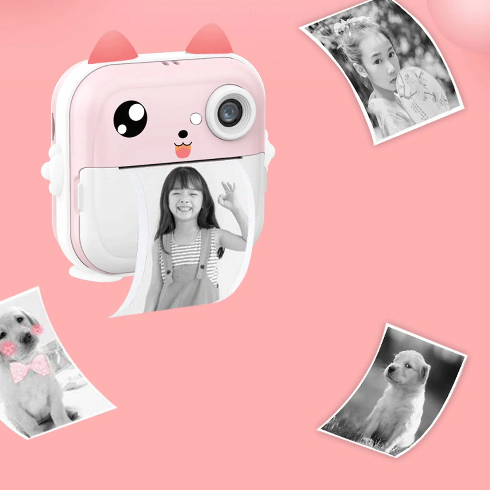 Aparat do Natychmiastowego Drukowania Selfie Wideo Aparat Cyfrowy Aparat do Drukowania Cyfrowego dla Dzieci 24 MP 5 V 1080 P 720 P Wyświetlacz 2,4 Cala USB Aparat do (Różowy)