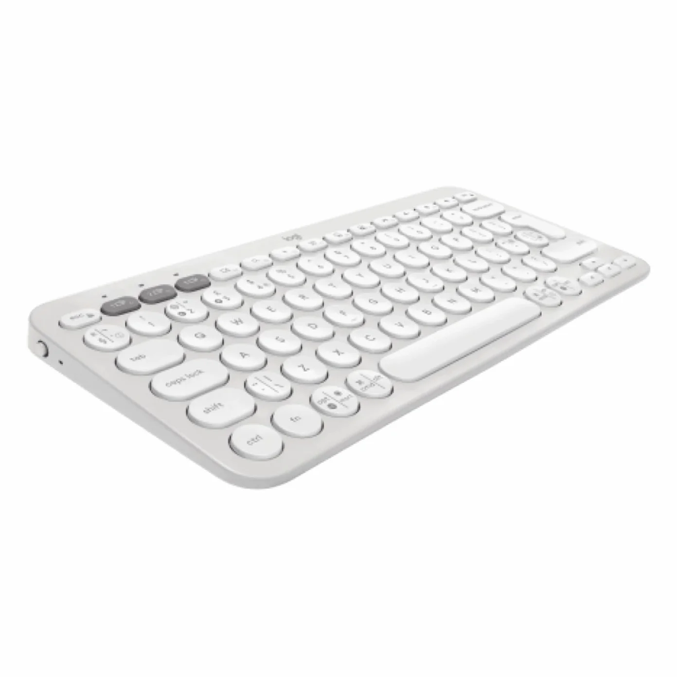 Logitech Pebble Keys 2 K380s, bezprzewodowa klawiatura Bluetooth do wielu urządzeń z ustawianymi skrótami, smukła, przenośna, przełączanie, Windows, macOS, iPadOS, Android, Chrome OS, QWERTY US-Biały