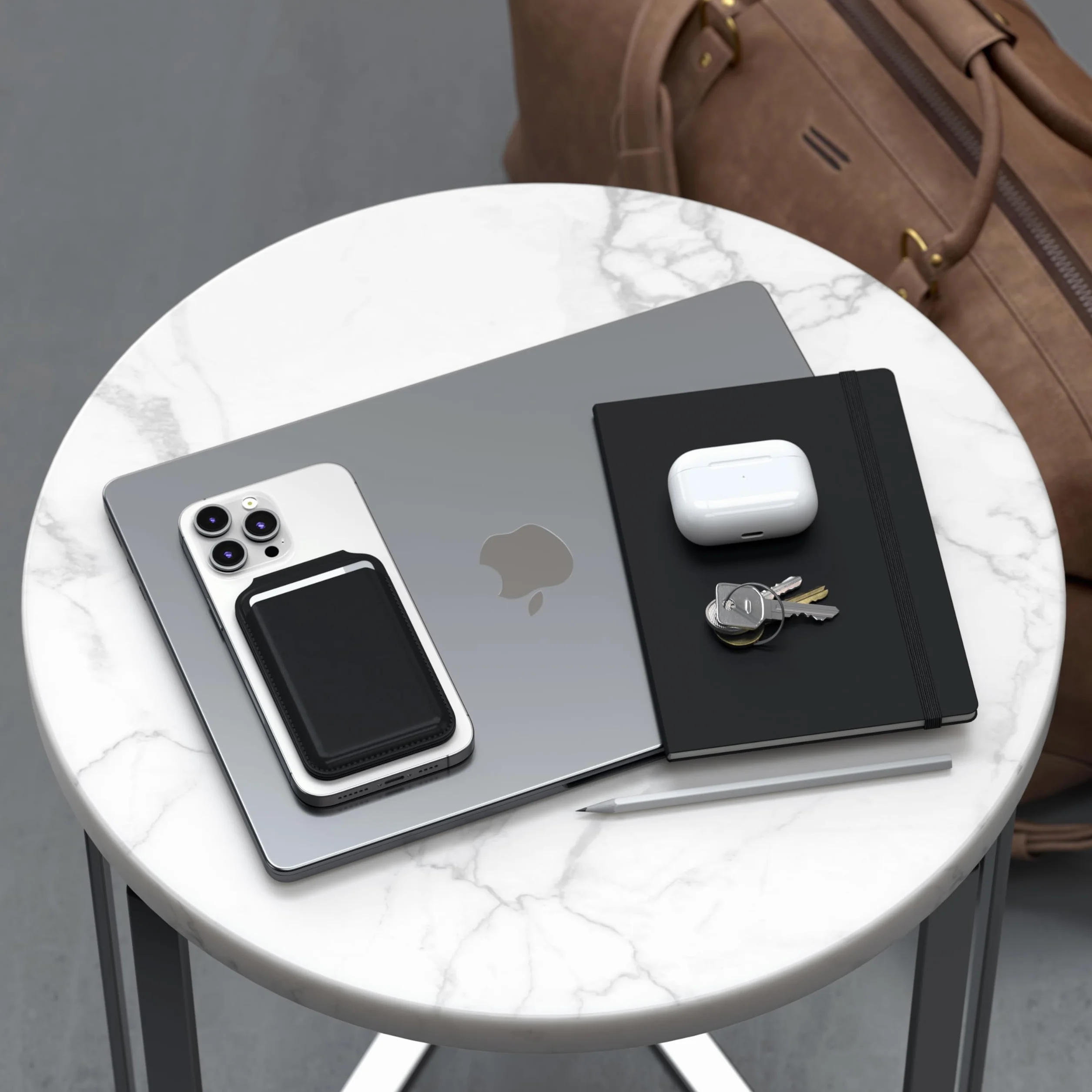 SATECHI MagSafe Portfel, Magnetyczny Uchwyt na Karty I Stojak Do iPhone, Portfel Z 4 Przegródkami na Karty I Nfc, Do Wszystkich Modeli iPhone 17 16 15 Do 12, Materiał Premium (PU) – Czarny