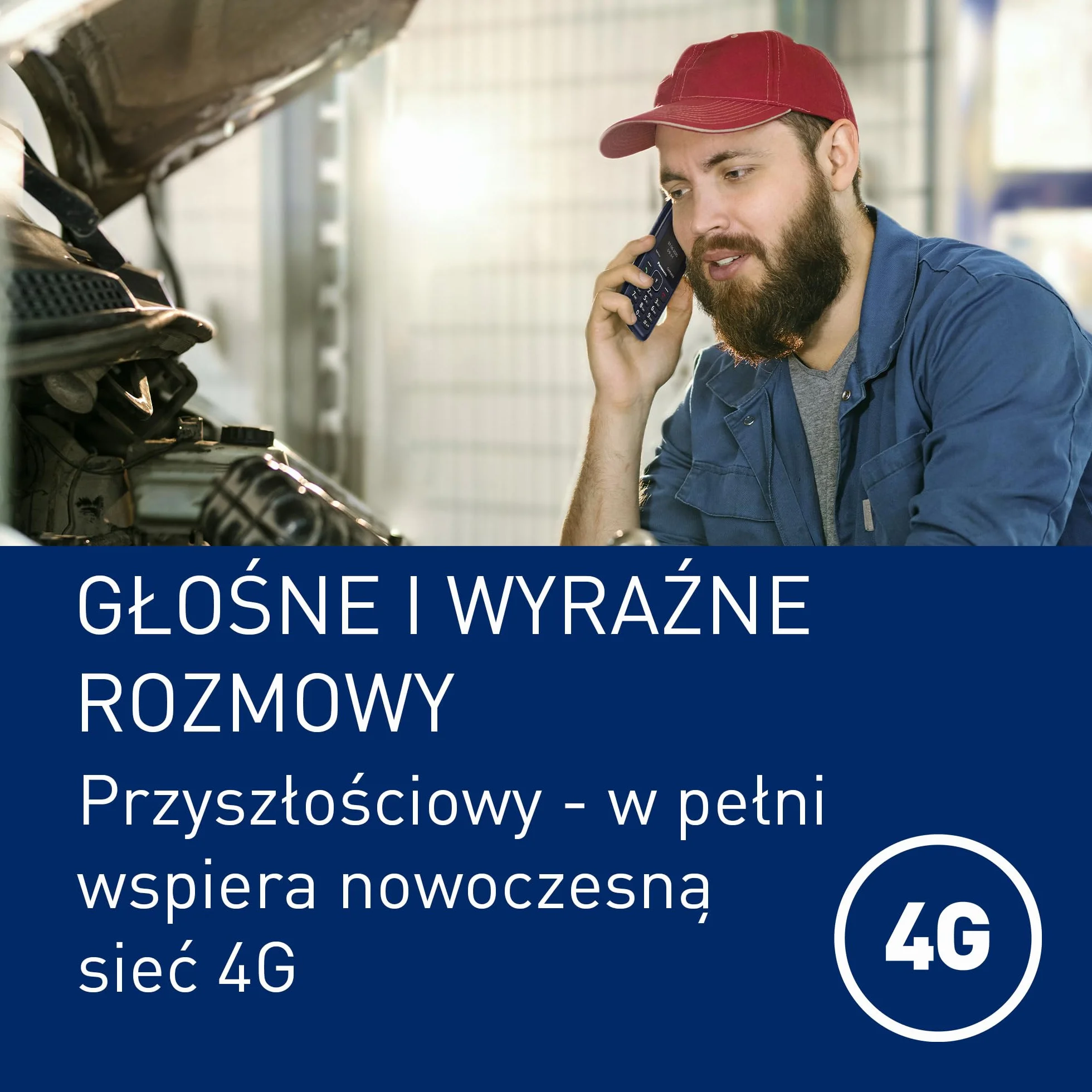 Panasonic KX-TF400EXC Łatwy w Użyciu Klasyczny Telefon 4 G VoLTE, 280 Godzin Czuwania, Ładowanie USB-C, Wyświetlacz 2,4 Cala, Bluetooth, Latarka LED, Aparat, Wodoodporność IP44, Niebieski