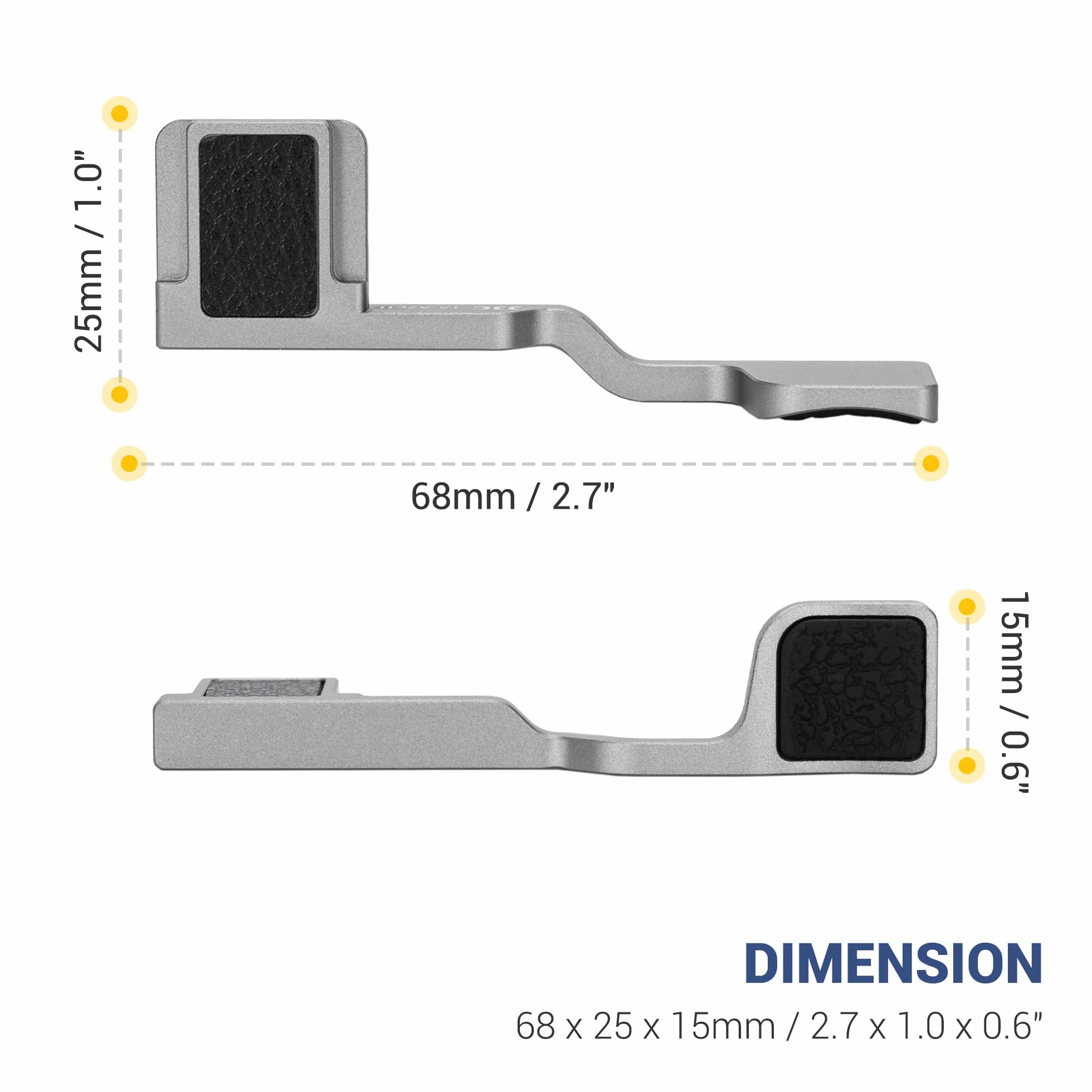 JJC A7CII A7CR metalowy uchwyt kciuka w górę uchwyt do kamery SONY A7CII A7CR ILCE-7CM2 ILCE-7CR, ulepszony uchwyt do fotografowania jedną ręką, srebrny