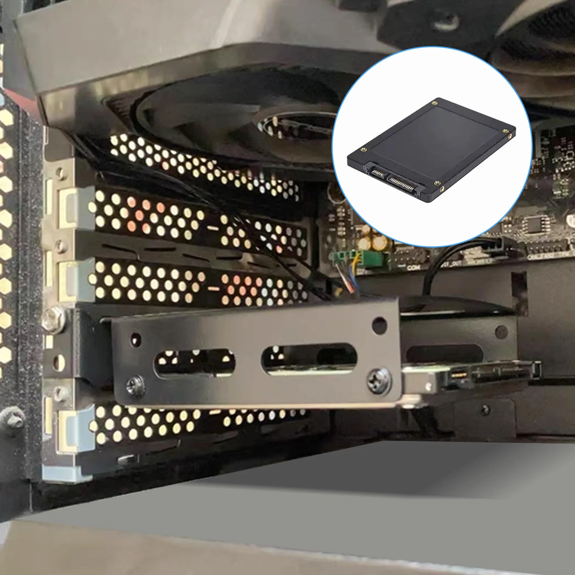 YAODHAOD 2,5"/3,5" uchwyt montażowy PCI SSD uchwyt montażowy na tylnym panelu, 2 x 2,5-calowy uchwyt na wewnętrzny konwerter dysków twardych SSD do PCI (biały, 2,5" 12 cm)
