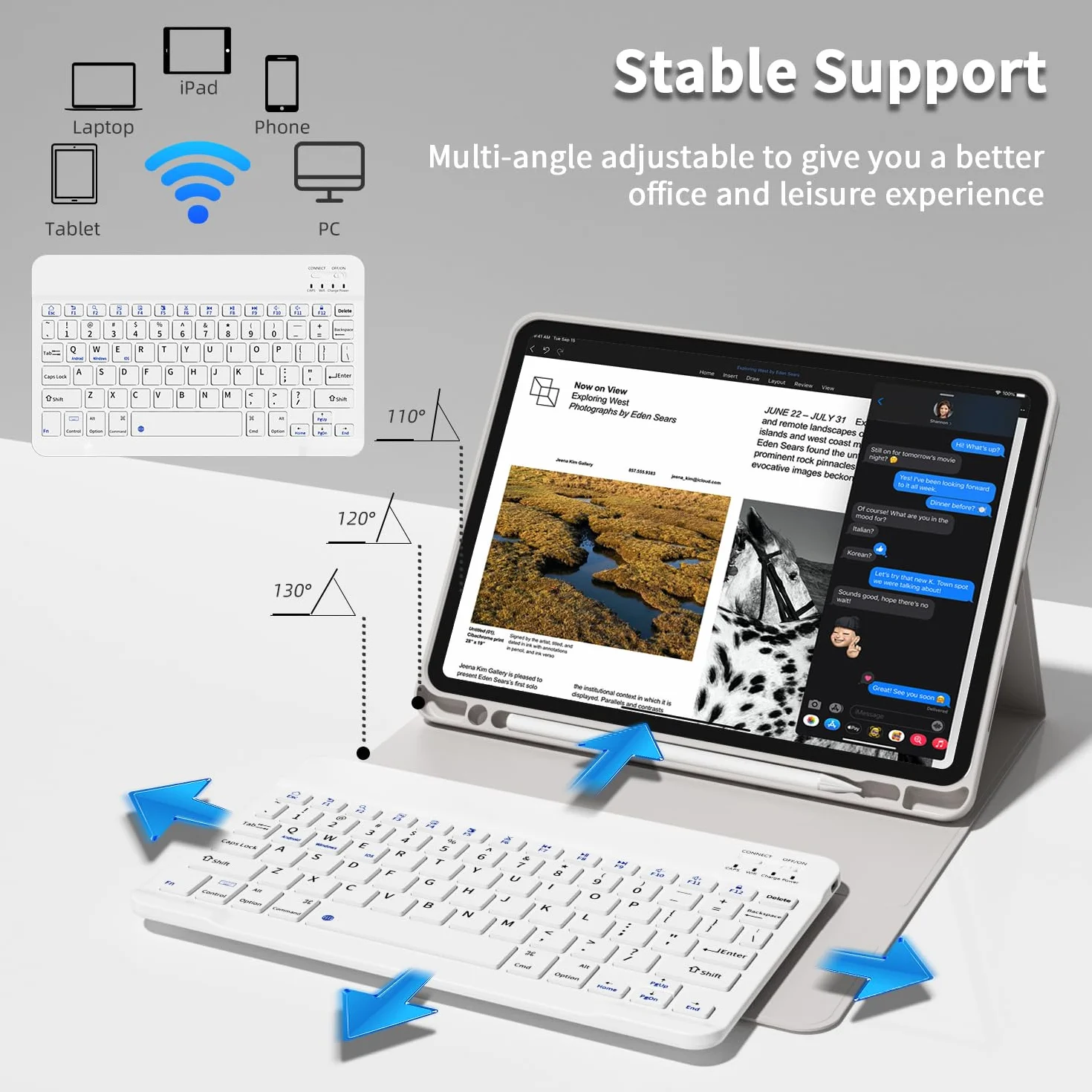 JKSML Etui na klawiaturę do iPad Pro 11 cali 4./3./2. generacji (2022/2021/2020) z uchwytem na długopis, zdejmowana klawiatura Bluetooth, miękkie etui ochronne TPU do iPada Pro 11", układ QWERTZ