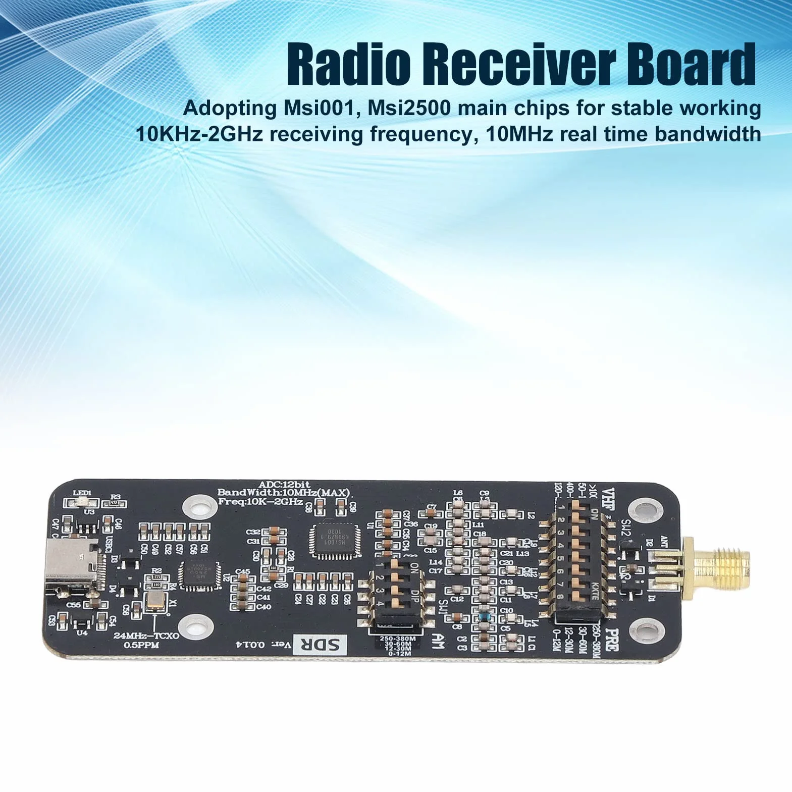 Odbiornik SDR, RSP1 12-bitowa Płyta Modułu Radiowego Zdefiniowana Programowo 10 KHz 2 GHz Odbiornik Tunera USB Ham Odbiornik Radiowy do Modulacji