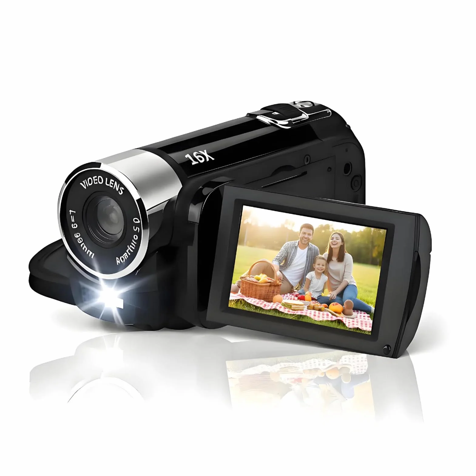 Kamera Dv 1080P 16MP 2,7-calowy Obrotowy Ekran TFT 16-krotny Zoom Cyfrowy dla Dzieci Czarny