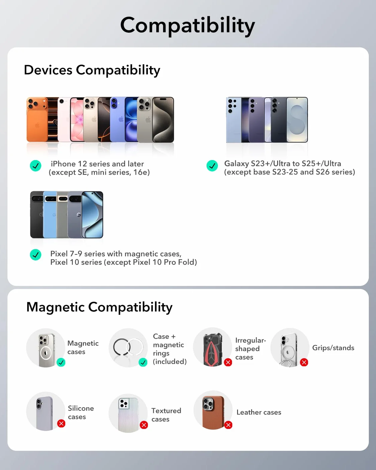 ESR Portfel MagSafe, etui na 5 kart, portfel iPhone o sile magnetycznej 3200 g, skóra wegańska, portfel magnetyczny do iPhone'a 17/16/15/14/13/12, nie dla 13/12 Mini, ciemnoniebieski