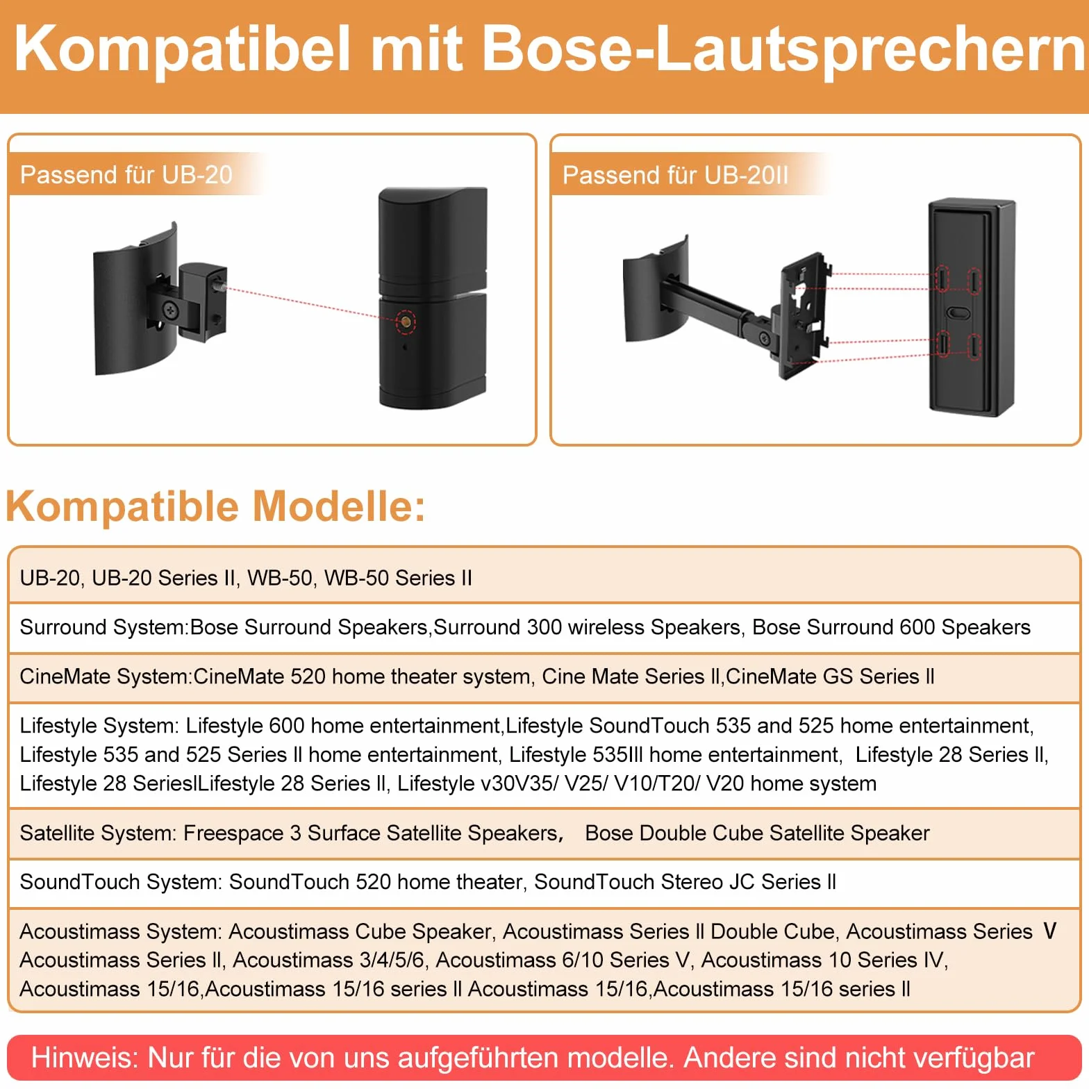 Bose UB-20 UB-20 Series II WB-50 II uchwyt ścienny sufitowy regulowany kąt głośnika czarny