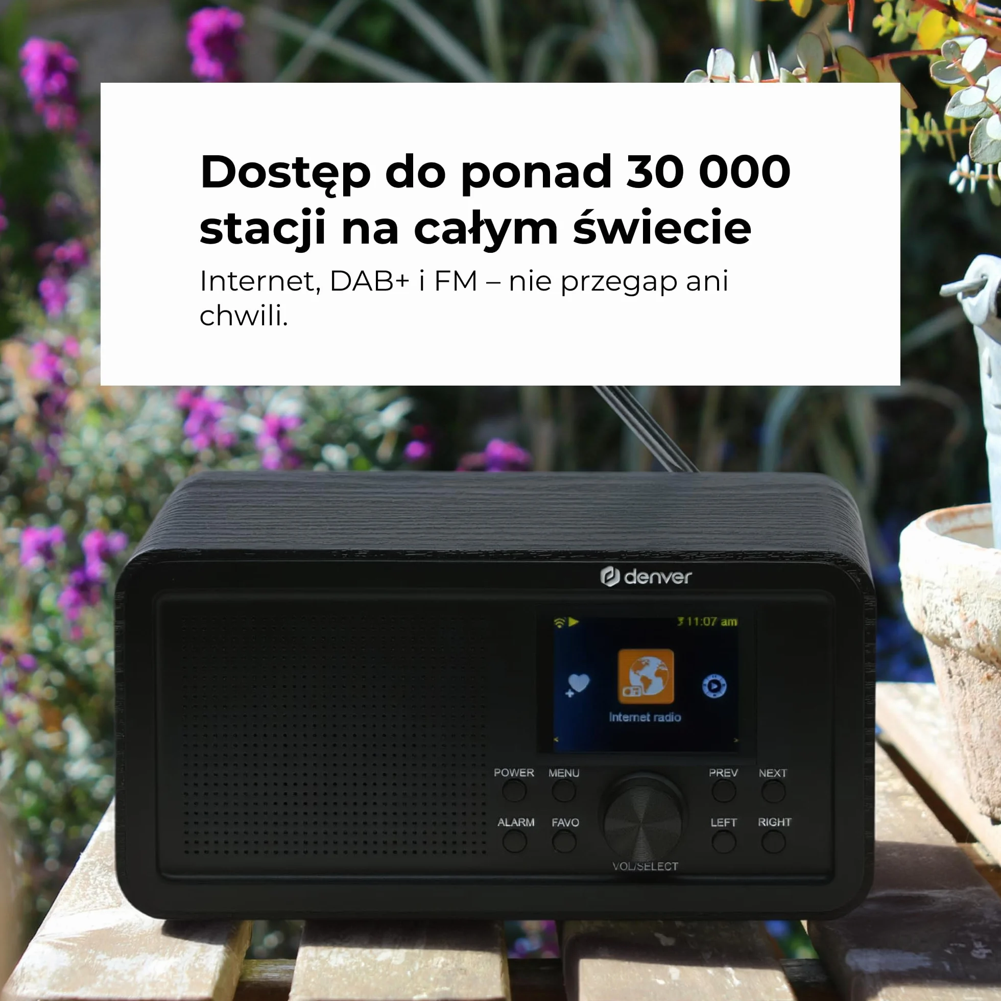 Denver DIR-200 Smart radio internetowe DAB+ FM Bluetooth podwójny alarm