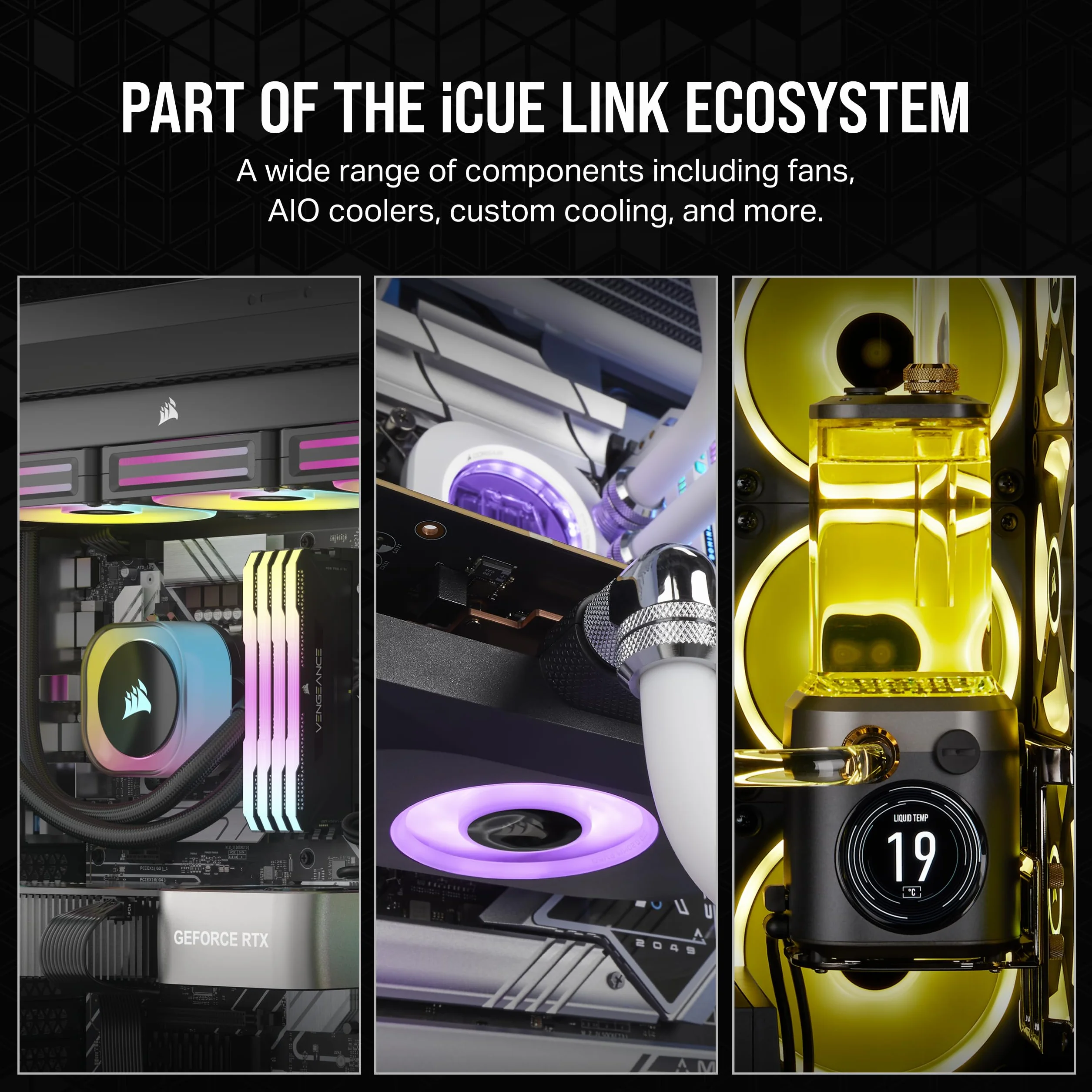 CORSAIR iCUE LINK RX140 RGB 140 mm PWM Wentylatory z Koncentratorem Systemowym iCUE LINK - Magnetyczne Łożysko Kopułkowe - PDwupak - Czarny