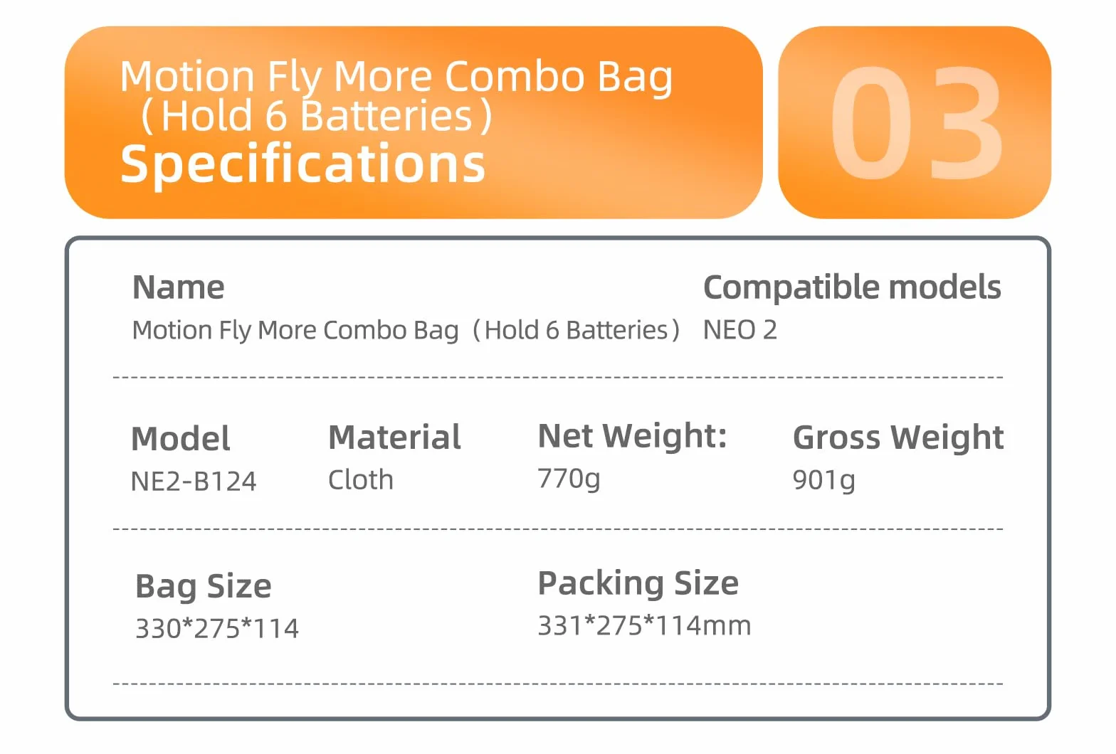 Futerał do DJI Neo 2 Motion Fly More Combo, torba podróżna 33 x 27.5 x 11.4 cm