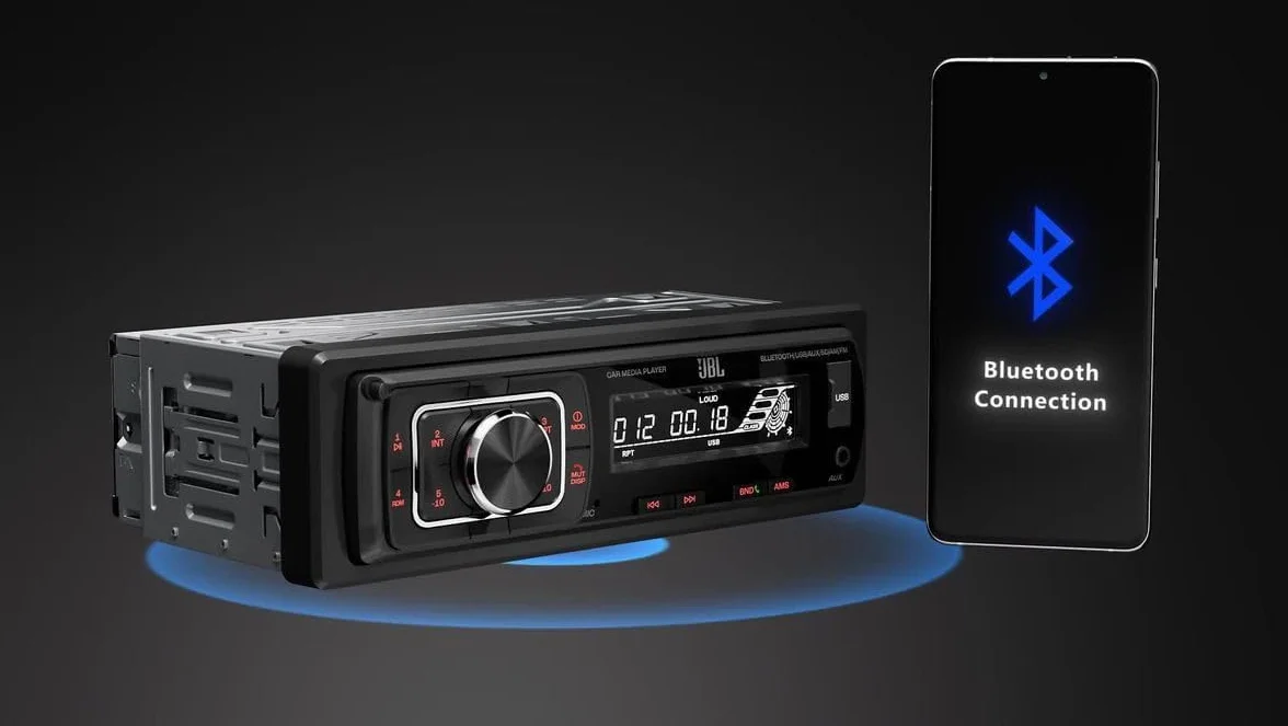 JBL Radio samochodowe Bluetooth Celebrity 150 firmy Harman Kardon, 1 DIN 4 x 50 W AM/FM Radio z Bluetooth Streaming i zestawem głośnomówiącym do samochodu ze zdejmowanym wyświetlaczem, USB, SD, AUX i