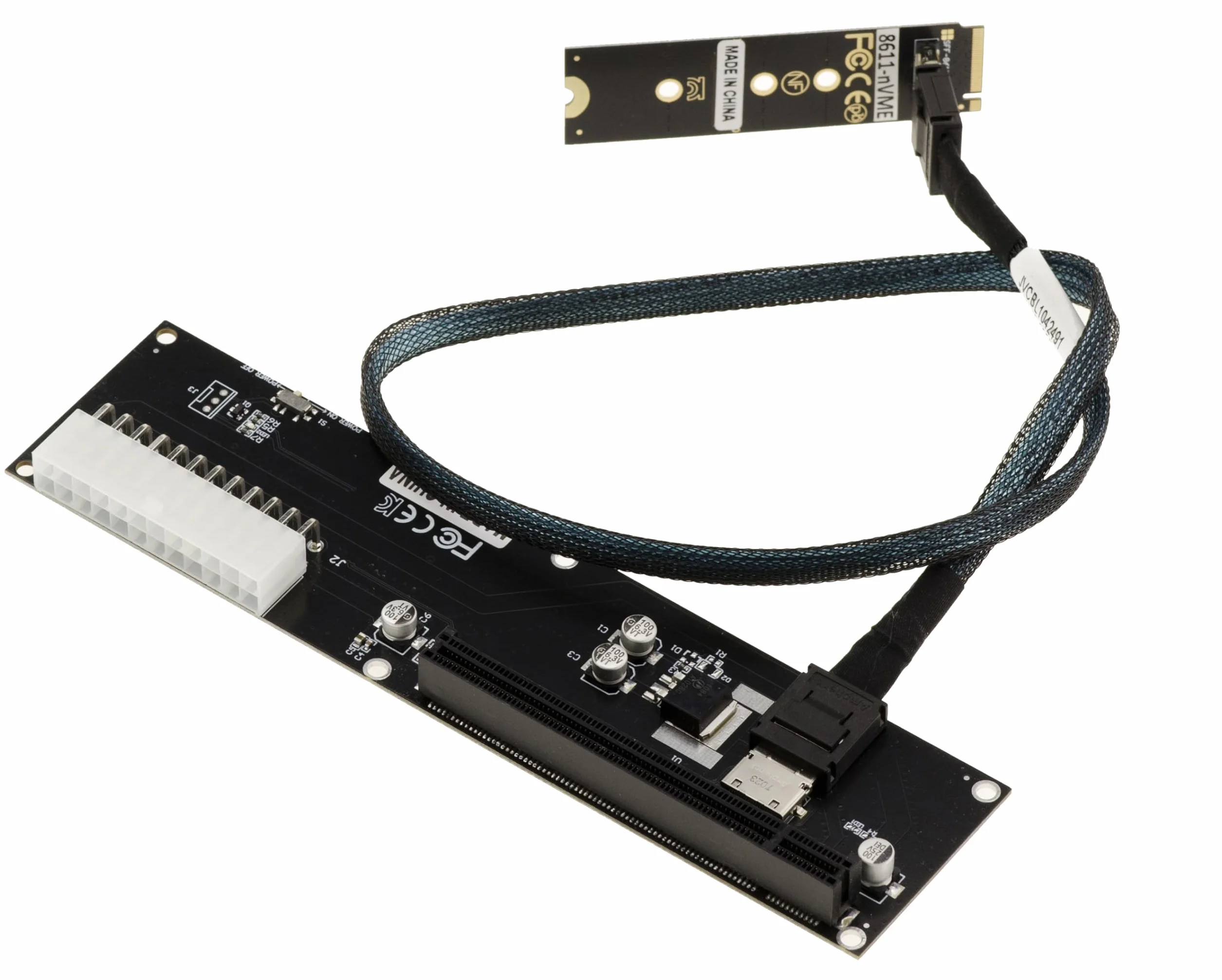 KALEA-INFORMATIQUE Płyta adaptera M2 NVMe M Key do PCIe 16x Gen 4.0 32G kompatybilna ze wszystkimi kartami PCIe, w tym z procesorami graficznymi. Szybkie łącze Oculink SFF-8611