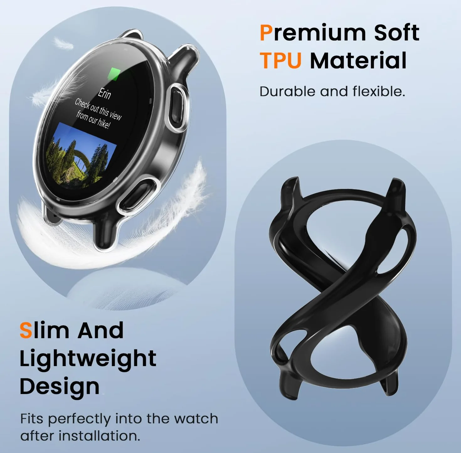 ivoler 3 sztuki etui z osłoną ekranu do Garmin Vivoactive 5, pełne etui ochronne z miękkiego TPU cienkie, odporne na wstrząsy odporne na zarysowania (2 przezroczyste 1 czarne)