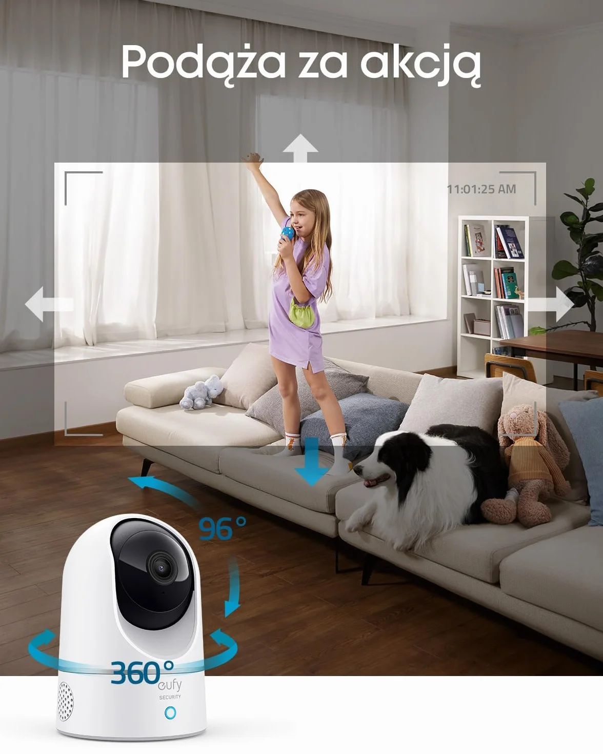 eufy Security Solo IndoorCam E220 (P24) kamera 2K obrót i pochylenie AI człowieka i zwierzęcia