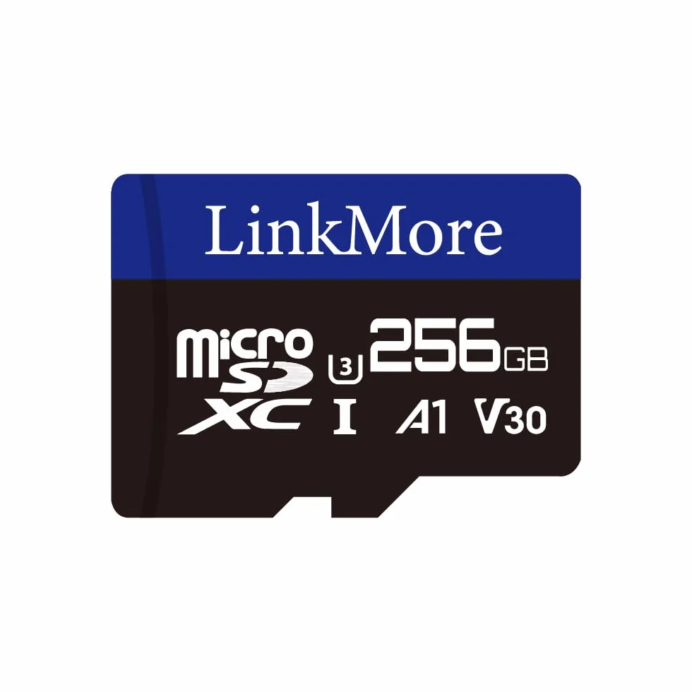 LinkMore microSD 256GB karta pamięci MicroSDXC A1 U3 V30 do 95MB/s z adapterem SD do nagrań 4K