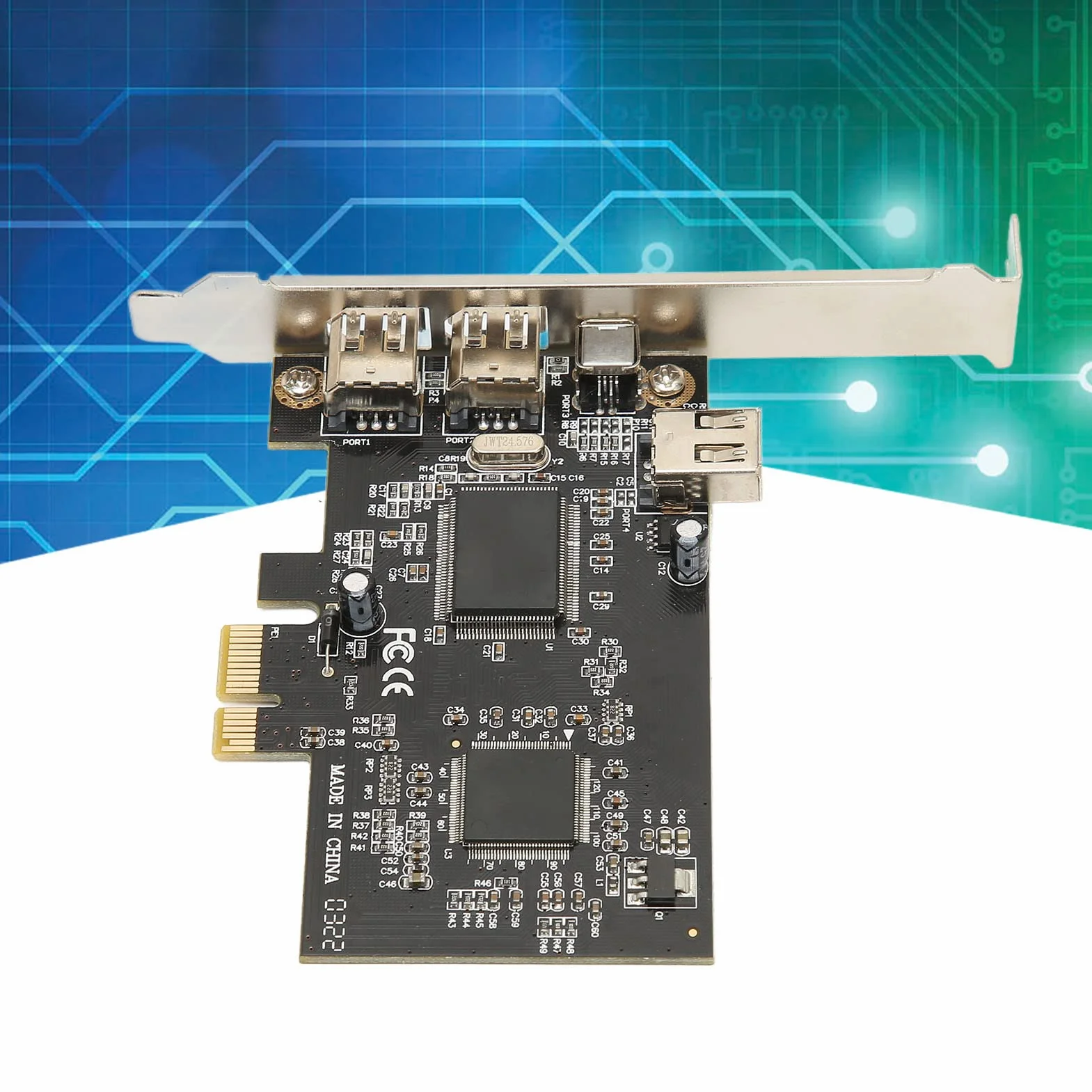 Karta PCIe Firewire dla Systemu 10, Karta Kontrolera PCI E Firewire 4 Porty ze Wspornikiem Niskoprofilowym i Kablem do Komputera Stacjonarnego i Połączenia DV
