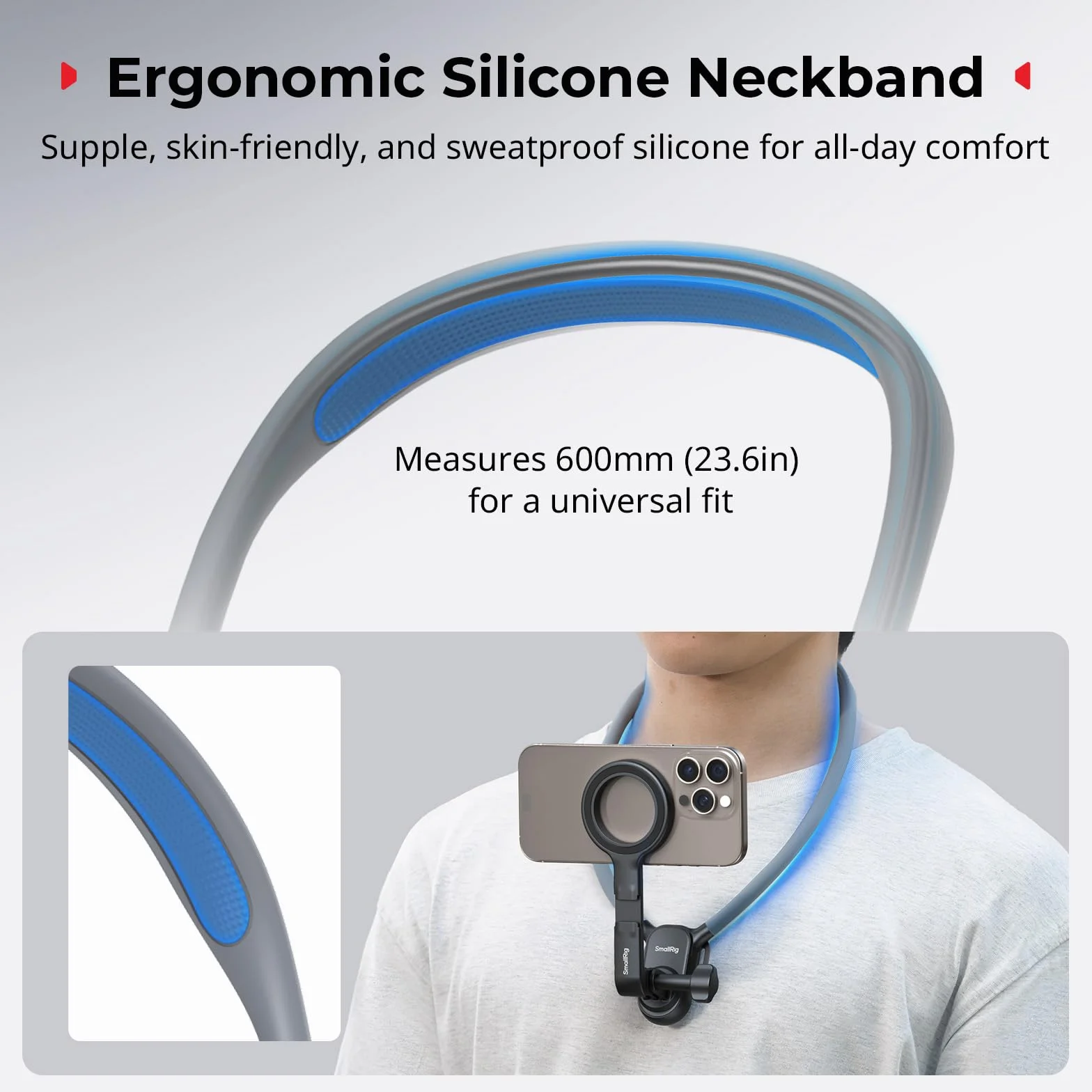 SMALLRIG Magnetyczny uchwyt na szyję do telefonu i kamery sportowej 300g iPhone 16/15/14 Android GoPro 13/12 DJI Action 5 Pro/4/3 Insta360