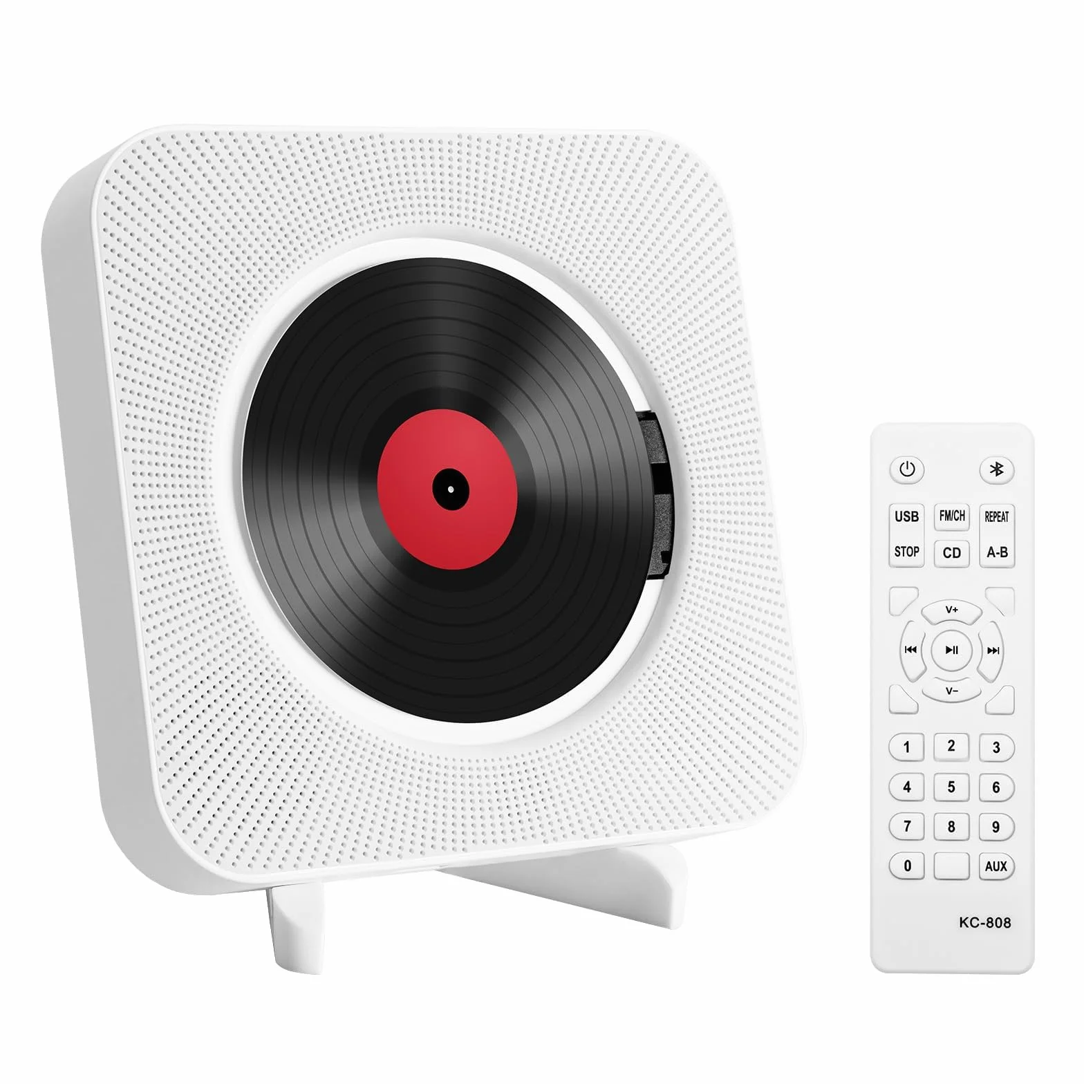 Przenośny odtwarzacz CD Bluetooth Boombox HiFi z pilotem biały