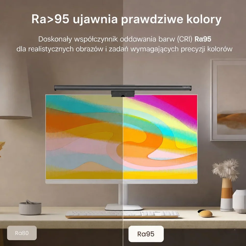 YEELIGHT Lampa na Monitor LED Screenbar, 250LM Bezodblaskowa Lampka do Komputera, Sterowanie Dotykowe USB, Oświetlenie do Biura i Domu, Płynna Regulacja Jasności i Temperatury Barwowej