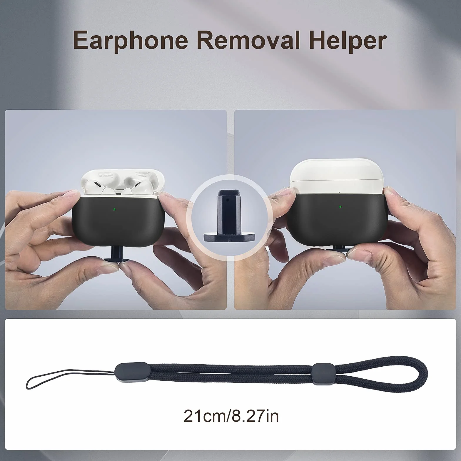 Teyomi Etui kompatybilne z Airpods Pro 2, etui ochronne TPU kompatybilne z Airpods Pro 2 generacji z paskiem na nadgarstek, wzór tekstury (czarny)
