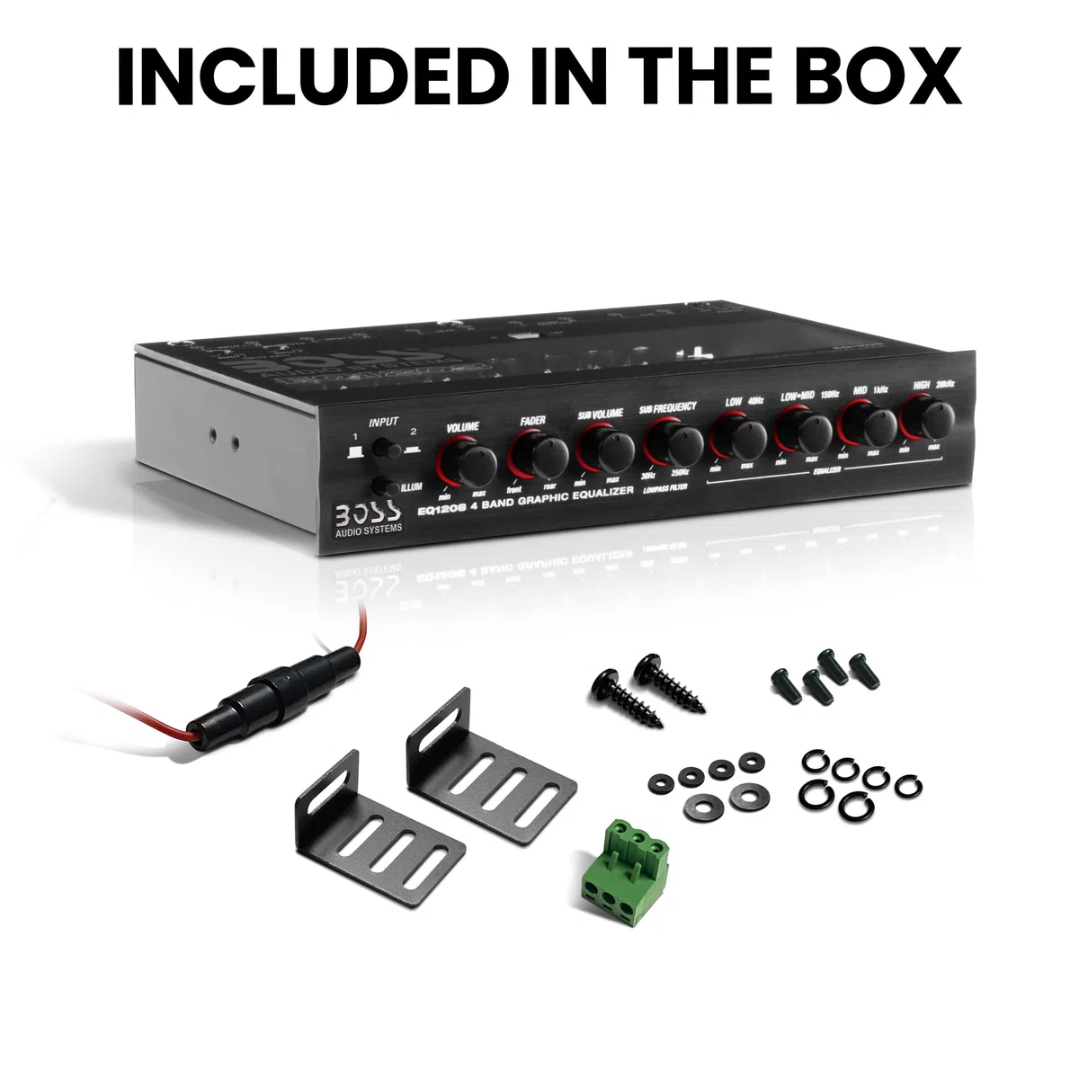 Boss Audio EQ1208 4-pasmowy wzmacniany korektor ze sterowaniem subwooferem