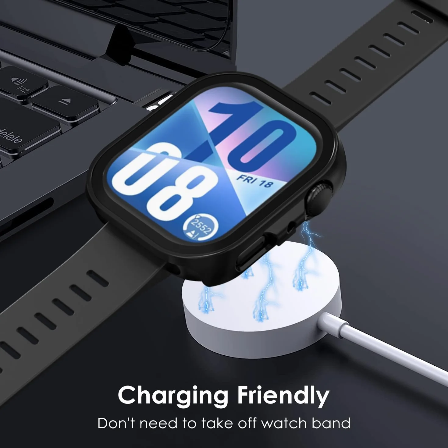 ivoler Twarde etui z poliwęglanu (PC) ze szklaną ochroną wyświetlacza do Huawei Watch Fit 4, pełne pokrycie, odporne na uderzenia, ultracienkie, HD przezroczyste, odporne na zarysowania, 2