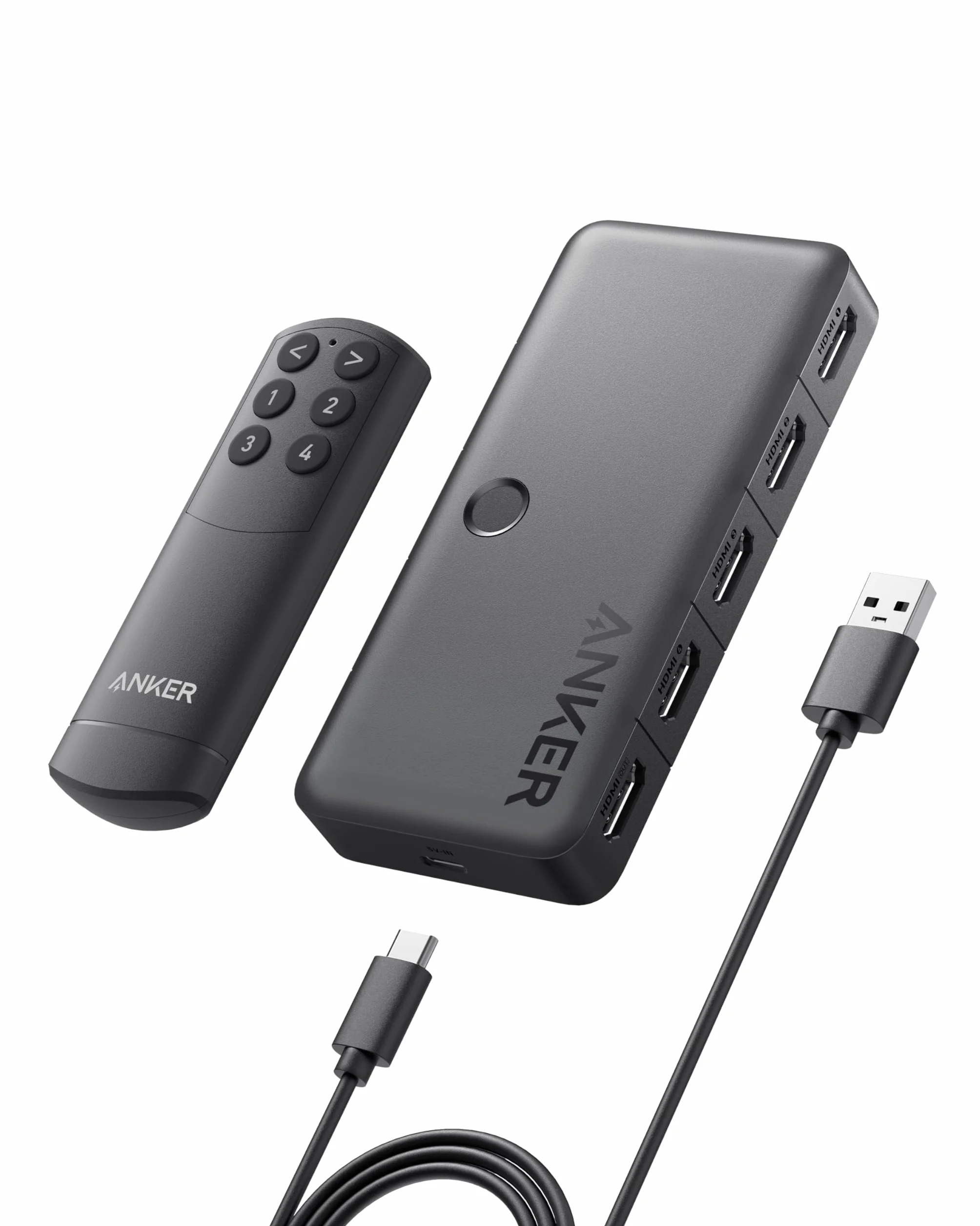 Anker HDMI Switch Bi-Directional 4K@60Hz 4-in-1 Metal Splitter with LED Indicators