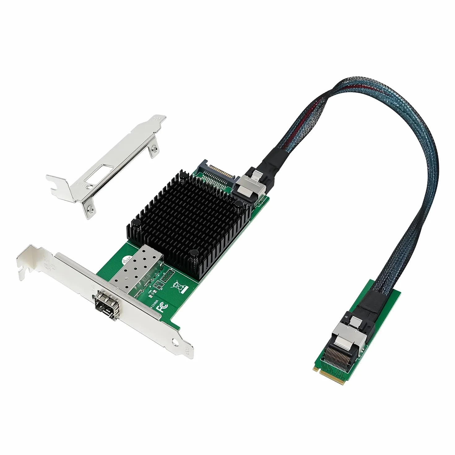 Karta Netwrok M.2 NVMe 10G (klucz M SFP+ PCIe X4, z kontrolerem Intel 82599(X520-DA1), karta sieciowa 10 GB RJ45 Ethernet, z kablem SFF-8087, obsługą PXE i UEFI