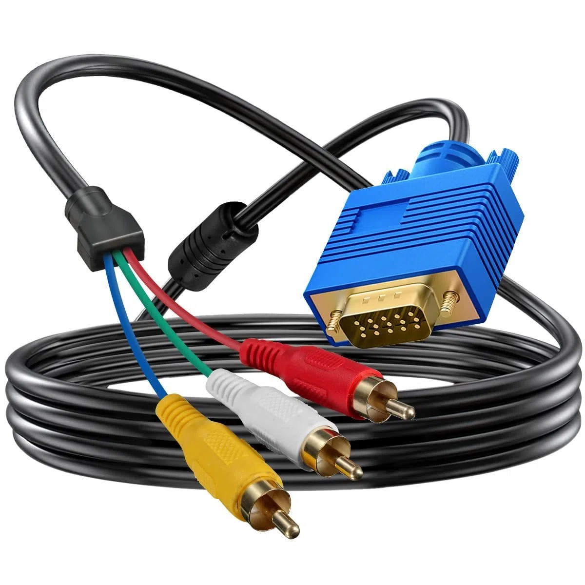 Komponentowy kabel wideo VGA męski na 3 RCA adapter (VGA na RCA)