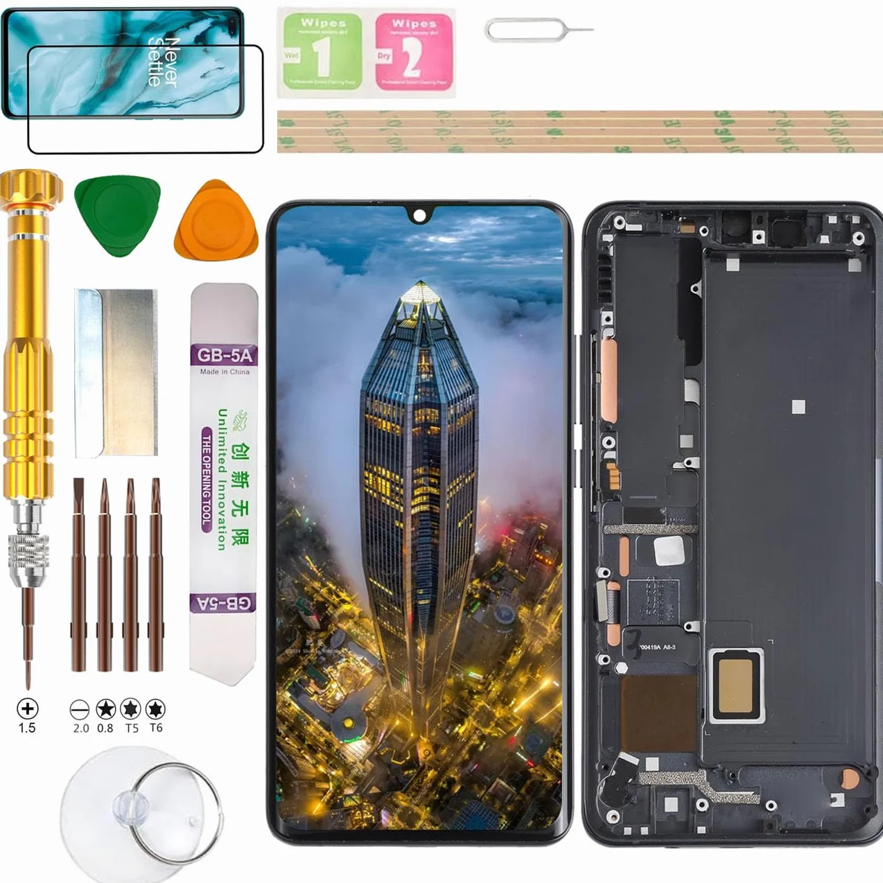 (bez odcisków palców) zespół wyświetlacza LCD do Xiaomi Mi Note 10 Lite M2002F4LG / Note 10 M1910F4G / Note 10 PRO M1910F4S zestaw do wymiany ekranu (czarny)
