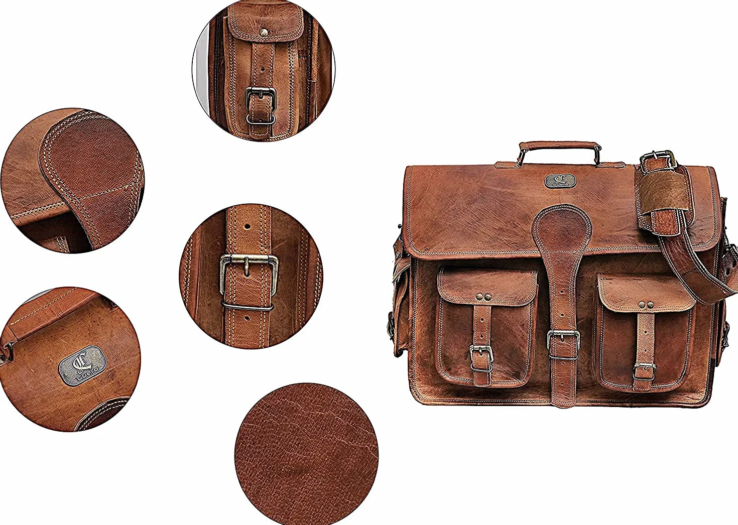 Skórzana torba kurierska Cuero DHK 45 cm vintage brązowa na laptopa