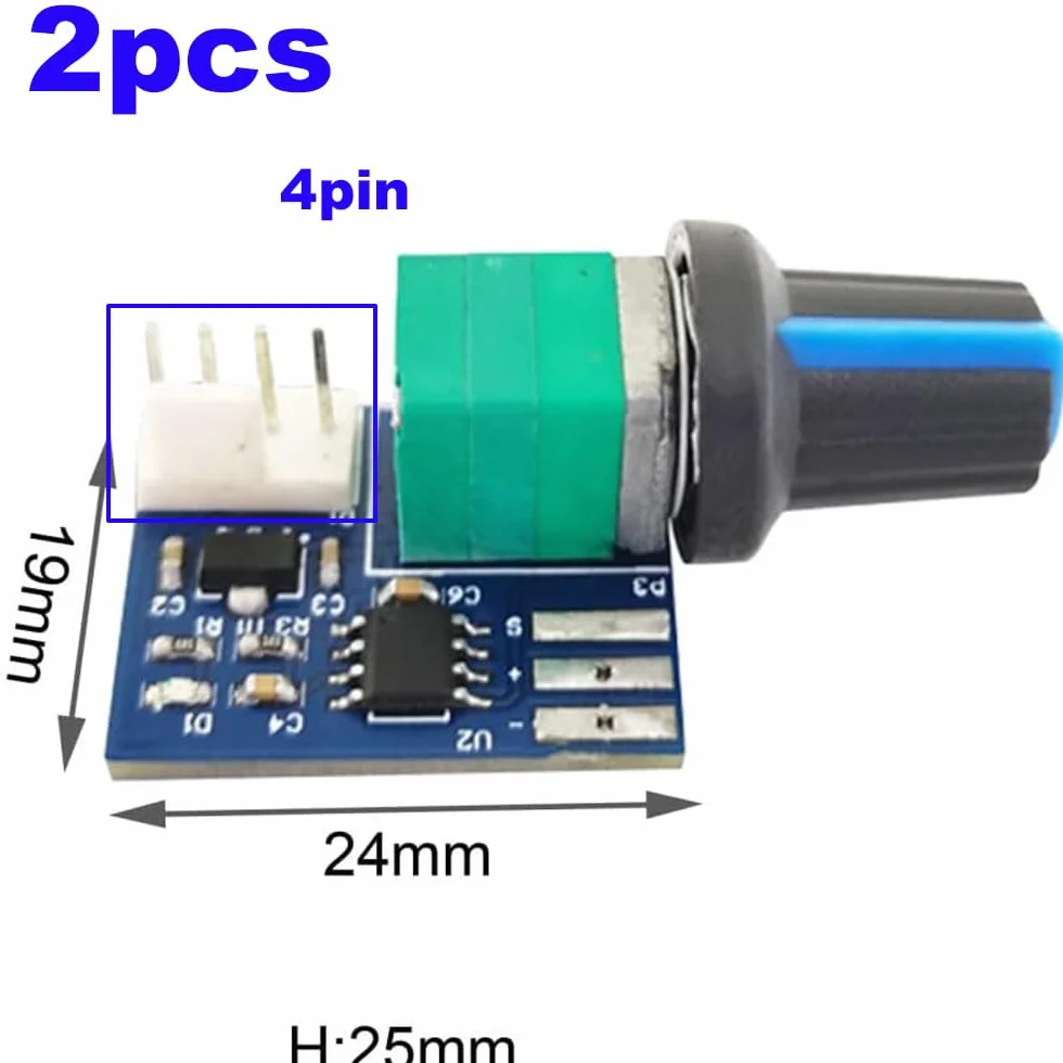 RUNCCI-YUN 2Pack Kontroler prędkości wentylatorów PWM, DC 0-12V 4-przewodowy kontroler prędkości wentylatorów PC CPU, regulator przełącznika do obudowy komputera PC