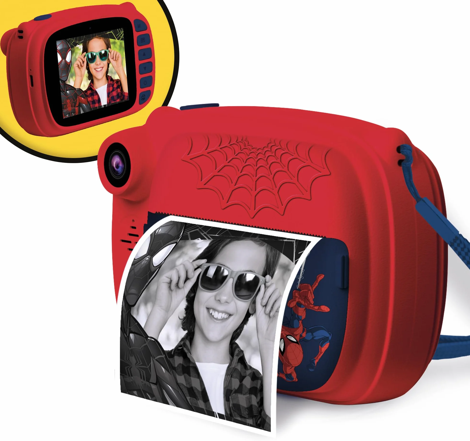 Lisciani Spider-Man Print CAM aparat natychmiastowy Hi-Tech Educative kolorowy ekran 4 cale podwójny aparat do selfie wideo 180 zdjęć od 5 lat