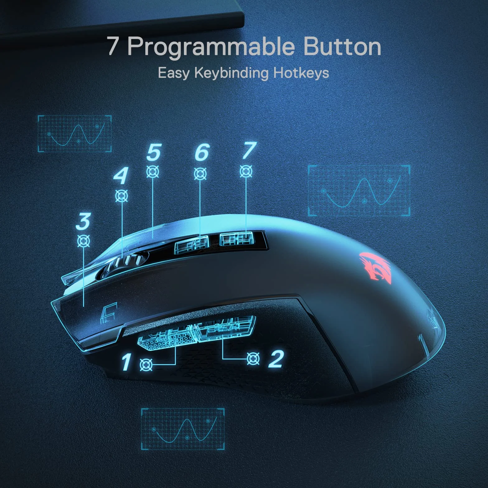 Redragon M693 Bezprzewodowa mysz do gier 8000 DPI z 3 trybami łączenia, Bluetooth i bezprzewodowa, 2,4 G, 7 przycisków makro, trwała moc i podświetlenie RGB do komputerów PC/Mac/komputera