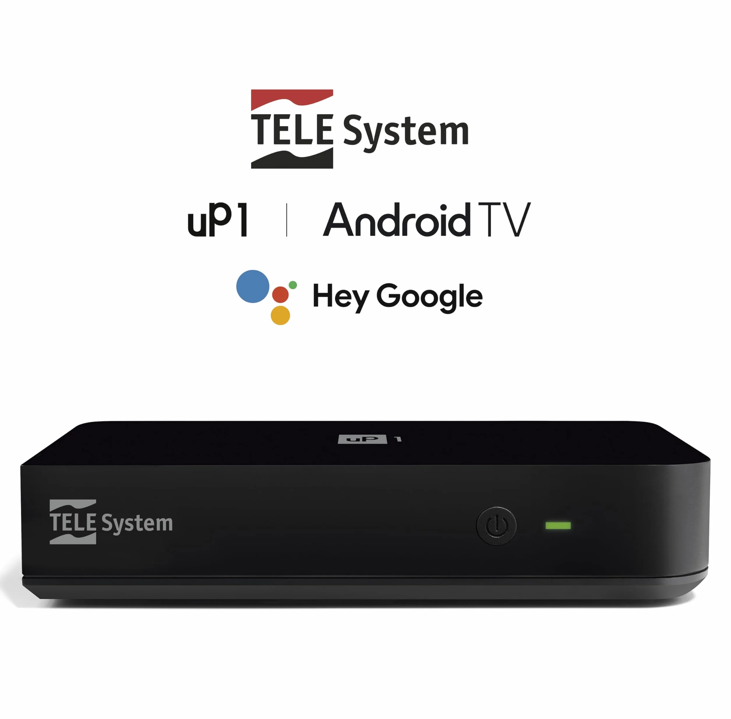 TELE System UP1 Cyfrowy dekoder naziemny Android TV Ultra HD DVB-T2 HEVC HDR10+ HLG AV1 HDMI SCART