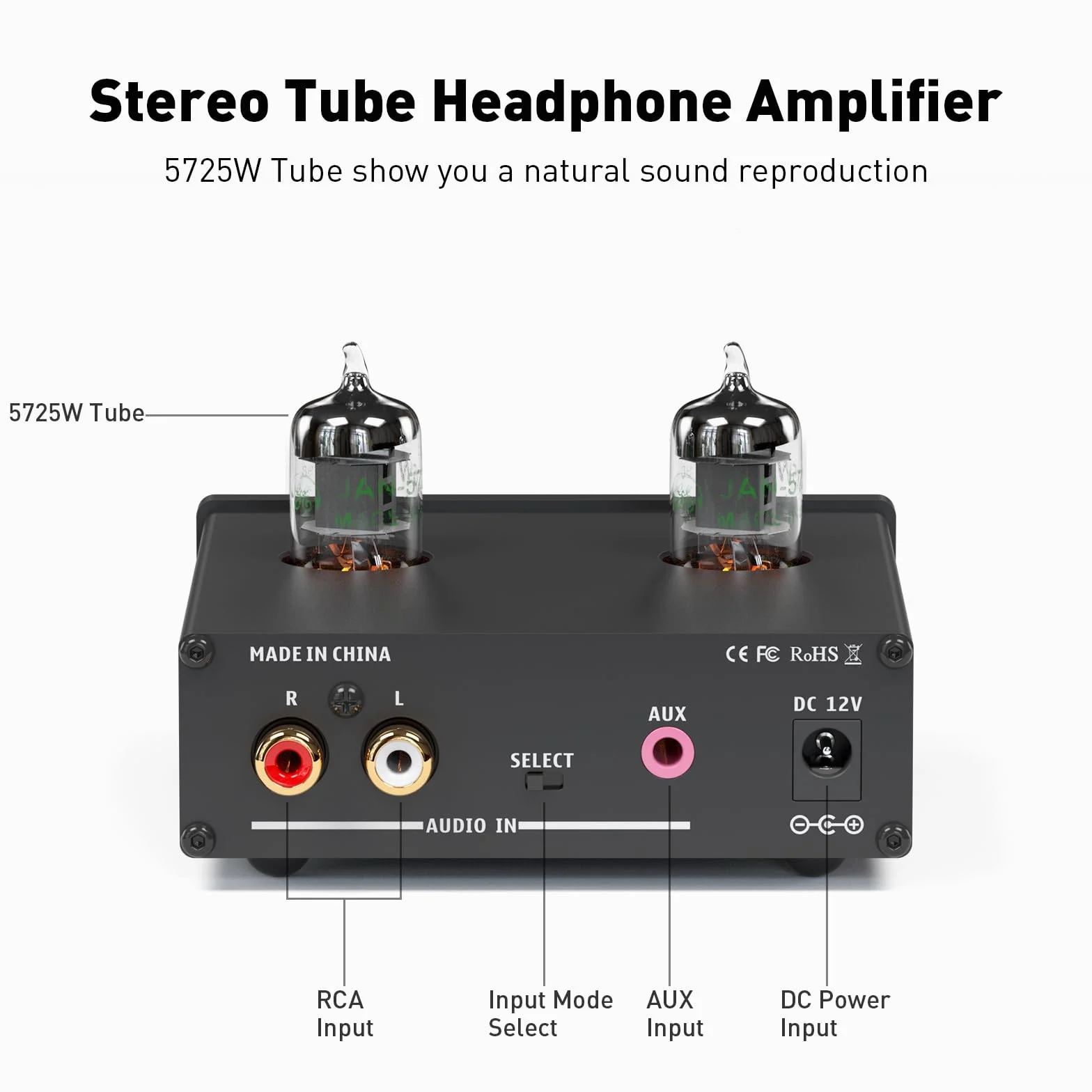 Fosi Audio P2 Wzmacniacz słuchawkowy Przedwzmacniacz z rurką próżniową Mini stereo Hi-Fi z ochroną wyjścia niskiego hałasu z uziemienia do słuchawek