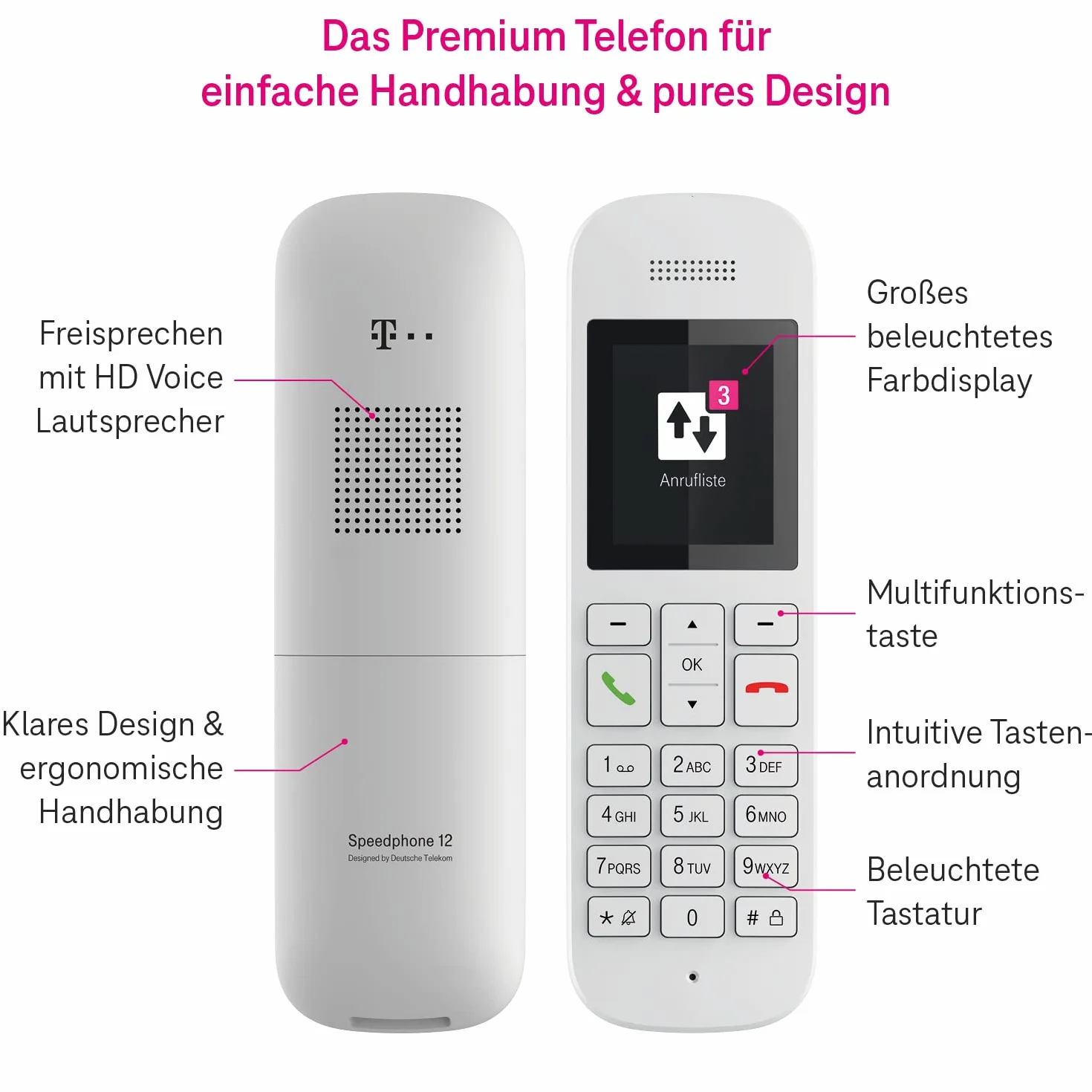 Deutsche Telekom Speedphone 12 40844151 Telefon Stacjonarny, Biały