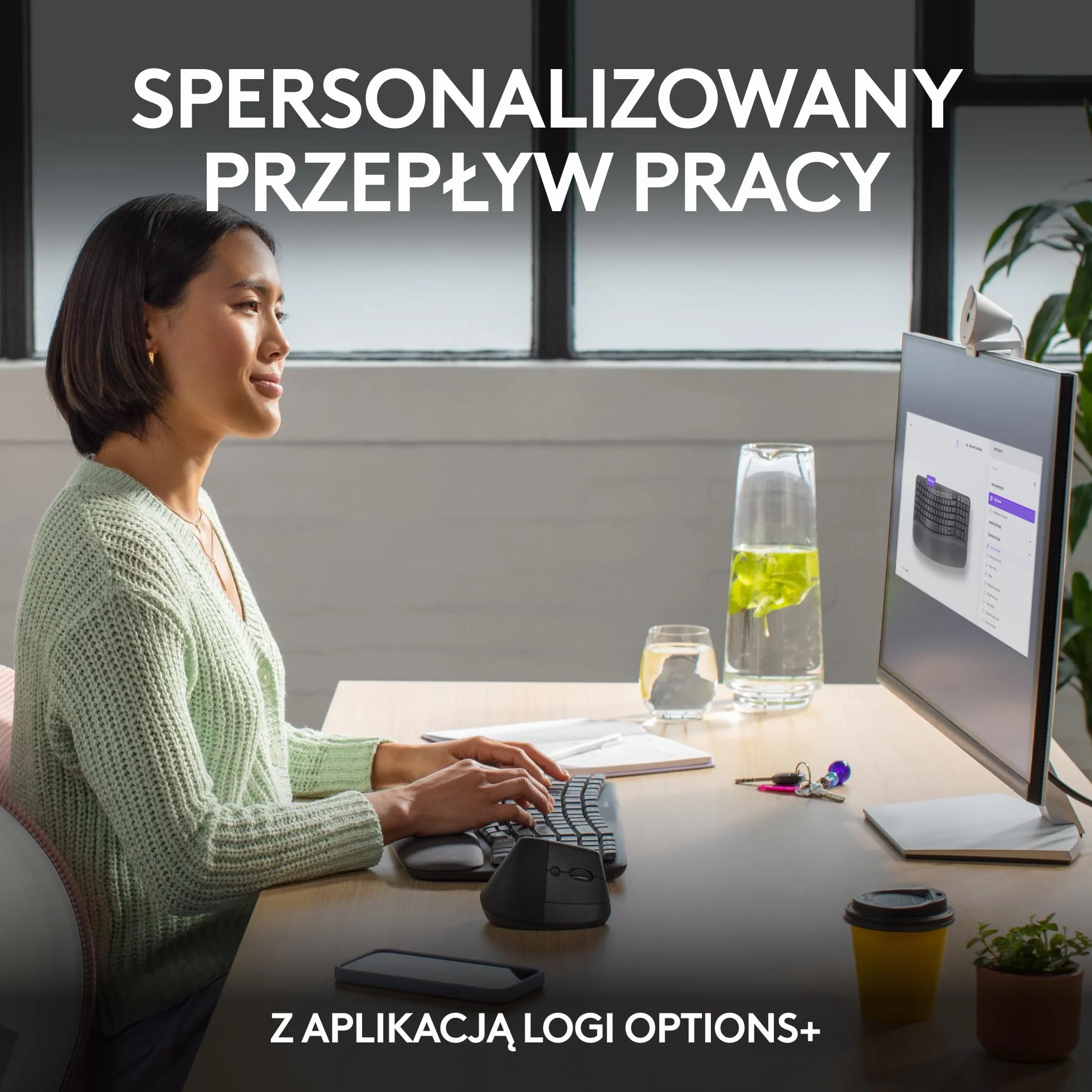 Logitech Wave Keys - bezprzewodowa klawiatura ergonomiczna z amortyzującą podpórką pod nadgarstki, wygodne naturalne pisanie, Easy-Switch, Bluetooth, odbiornik Logi Bolt, Windows/Mac, US INT'Ll,Grafit