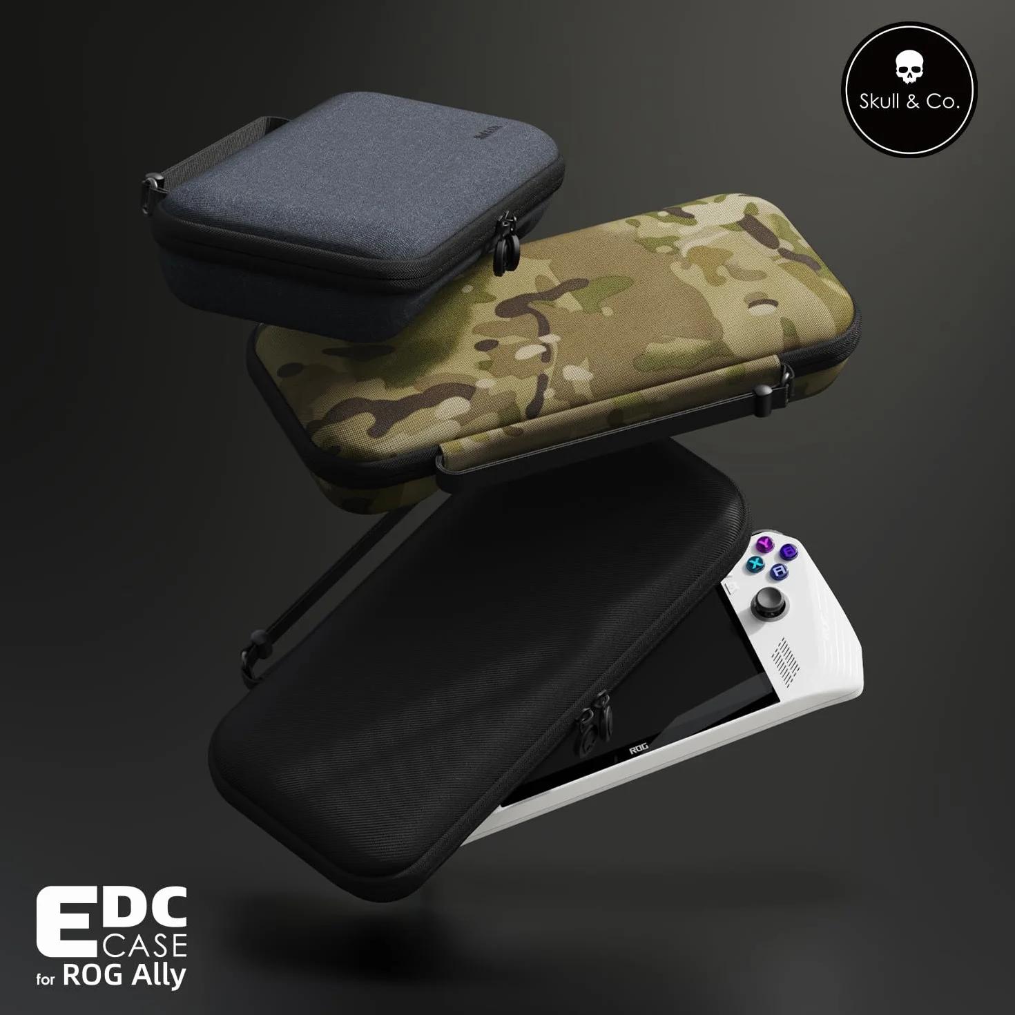 Skull & Co. Every Day Slim Case for ROG Ally X: Protective Travel Portable Hard Shell Case, Multi-Camo, For ROG Ally