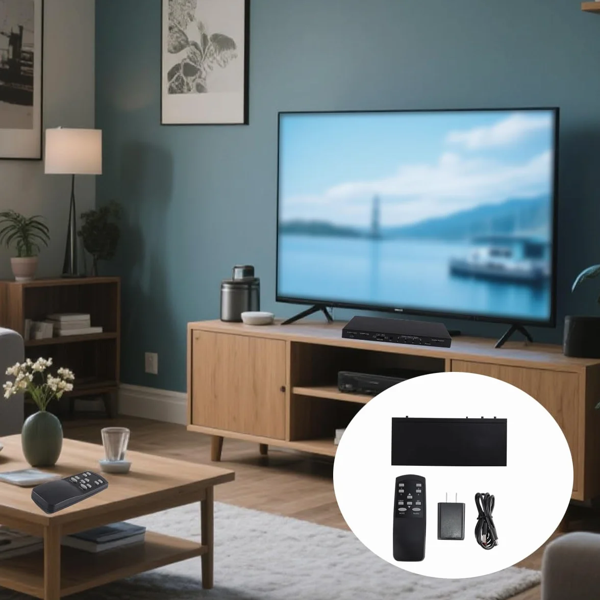 Przełącznik HDMI Multiviewer 4x1 4K, płynny przełącznik, 4 wejścia i 1 wyjście, z pilotem na podczerwień, obsługuje rozdzielczość 4K Full HD i 5 trybów wyświetlania