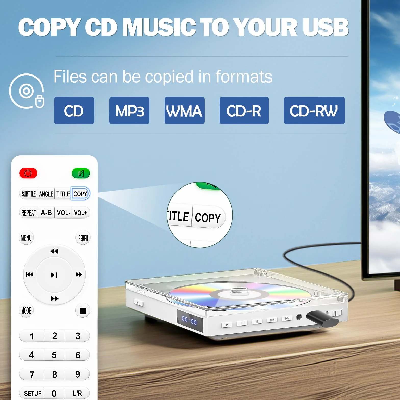 Kompaktowy odtwarzacz DVD 1080P HDMI PAL/NTSC z wejściami HDMI/AV/USB/AUX