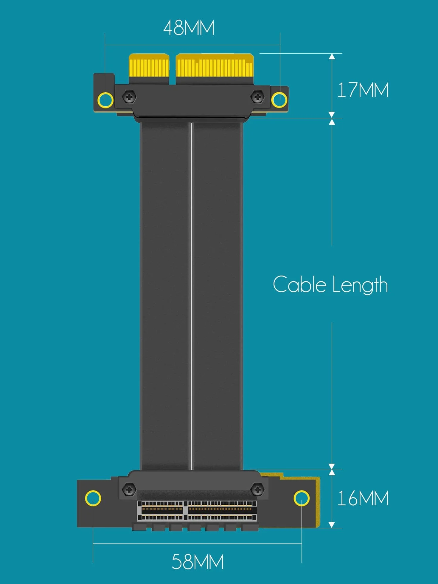 GLOTRENDS 600mm PCIe 4.0 X4 Riser Kabel dla M.2, WiFi, Firewire, USB, kart dźwiękowych itp.