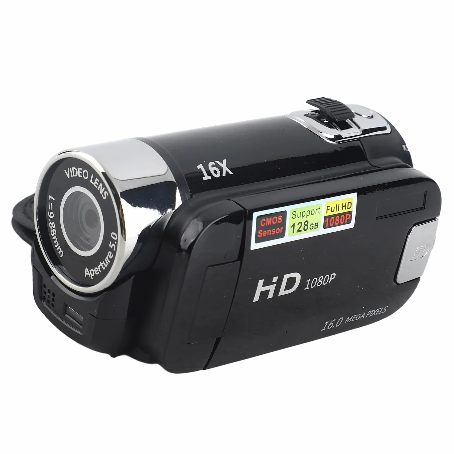 Qiilu Kamera cyfrowa Full HD obrót 270° 1080p 16X DV czarna